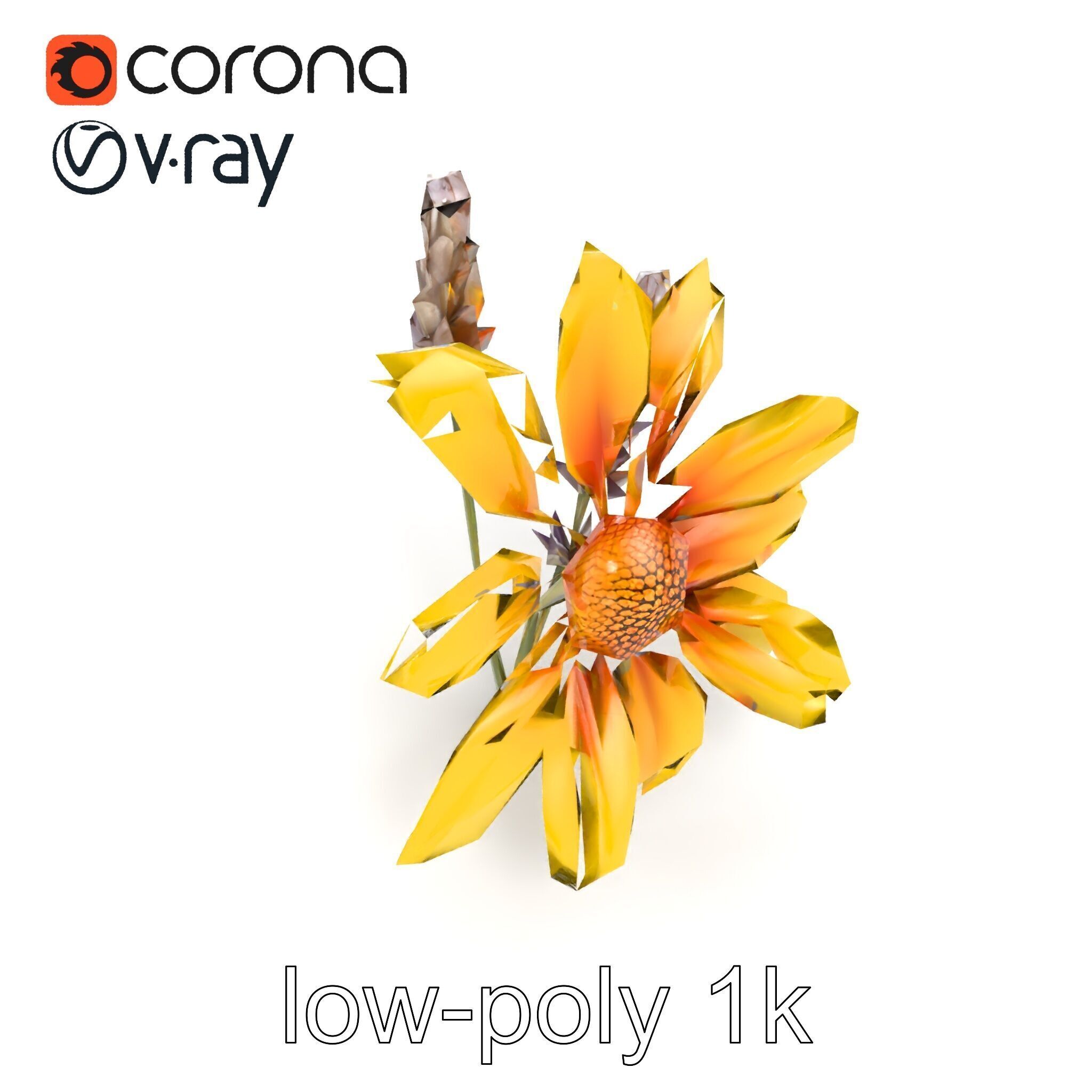 Lavandula Yellow Flower Model Pack with Textured Petals Low-poly 3D model_18