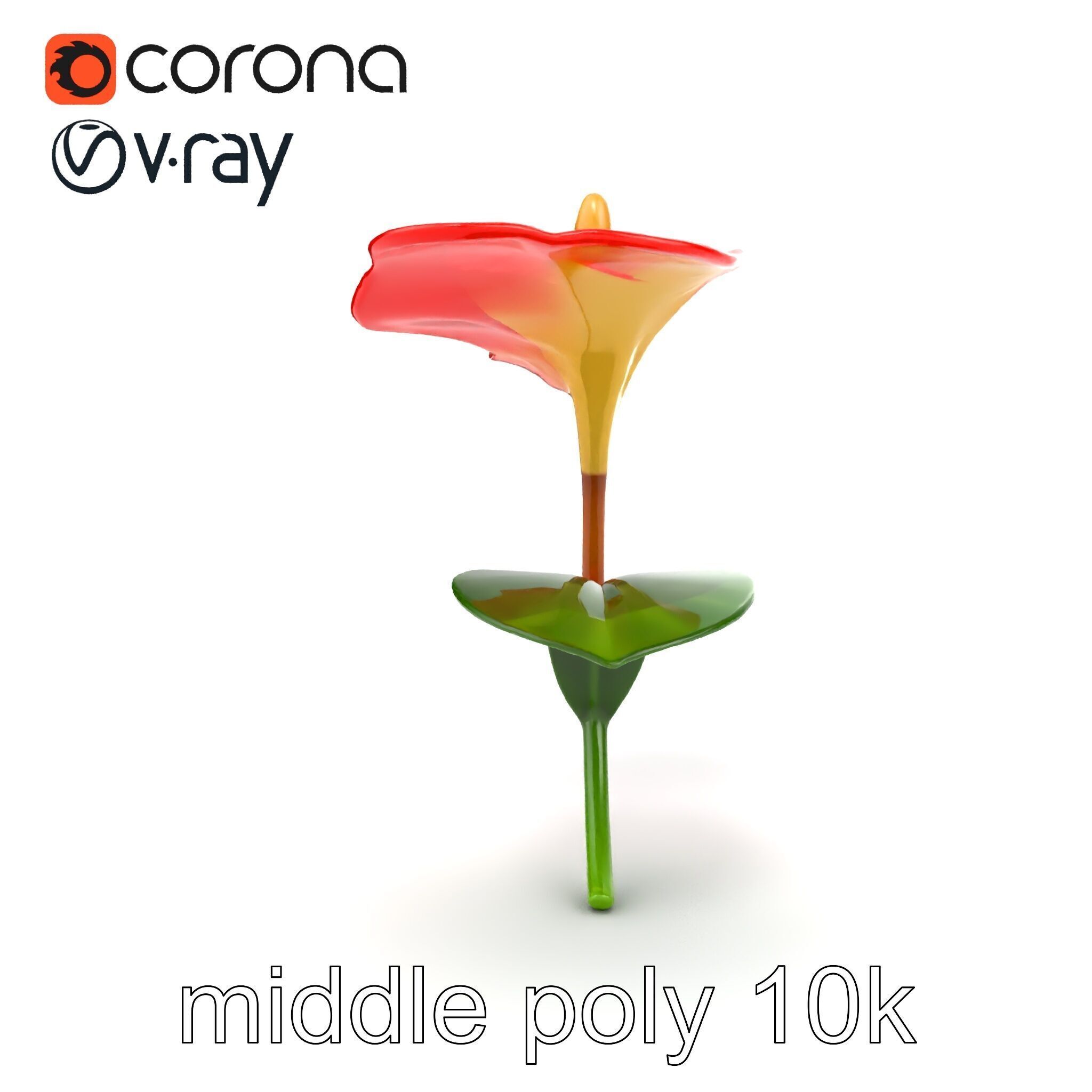 Miniature Anthurium Minor with Bright Petals model pack Low-poly 3D model_31