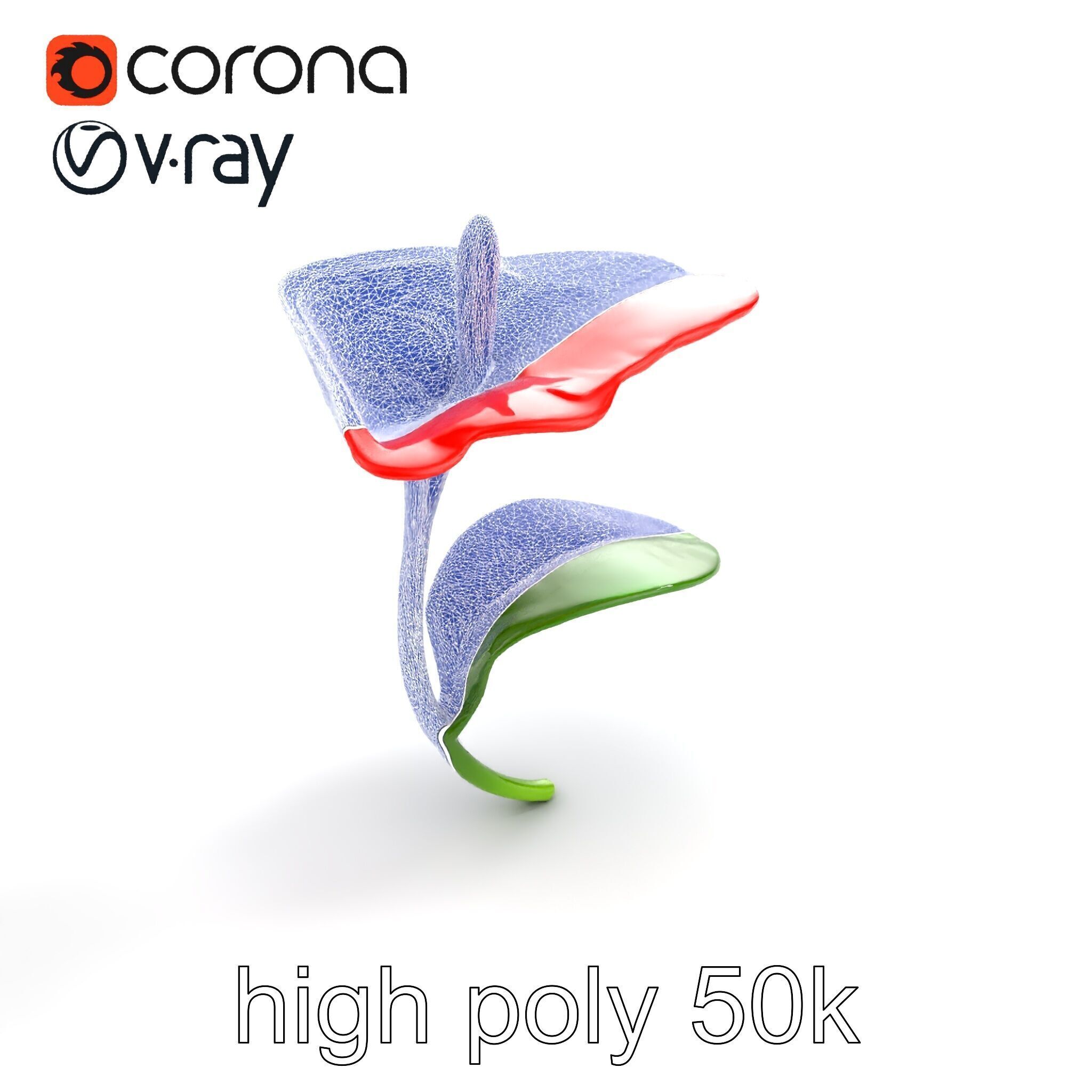 Miniature Anthurium Minor with Bright Petals model pack Low-poly 3D model_25