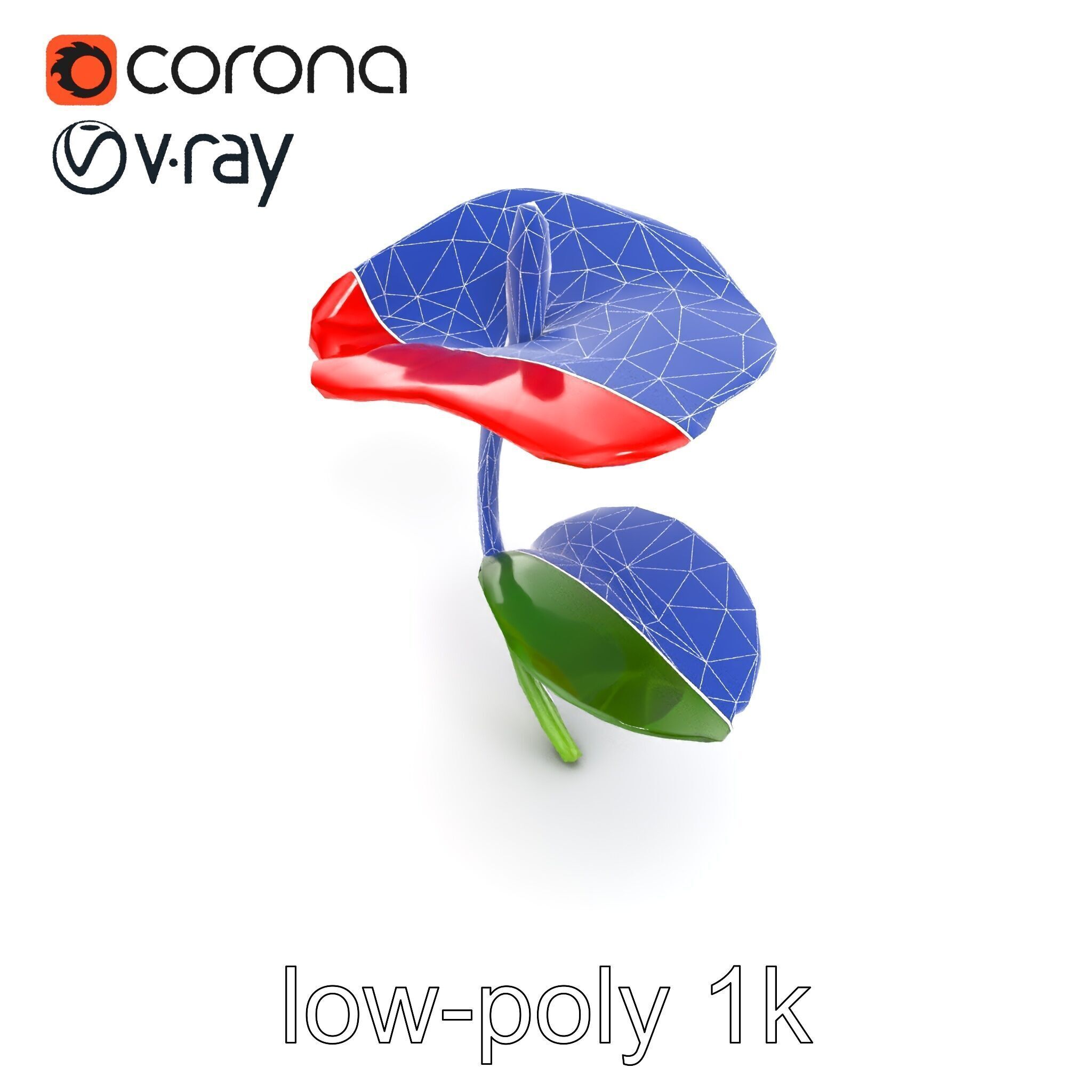 Miniature Anthurium Minor with Bright Petals model pack Low-poly 3D model_26