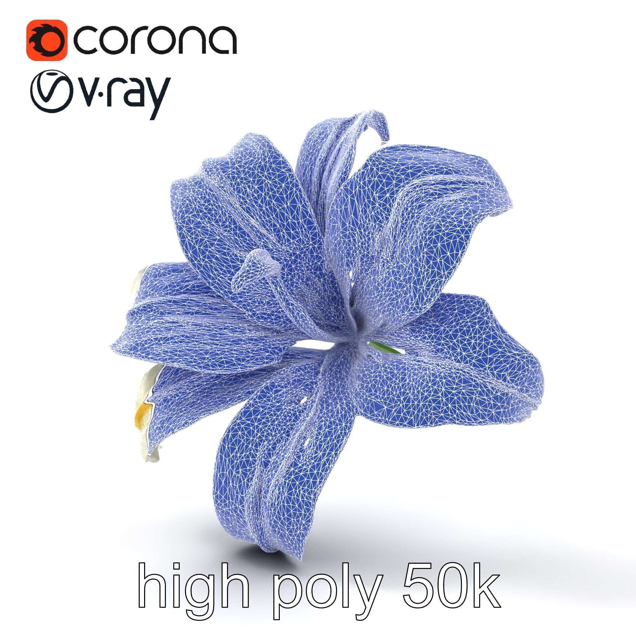 Golden Lily Flower model pack Low-poly 3D model_20