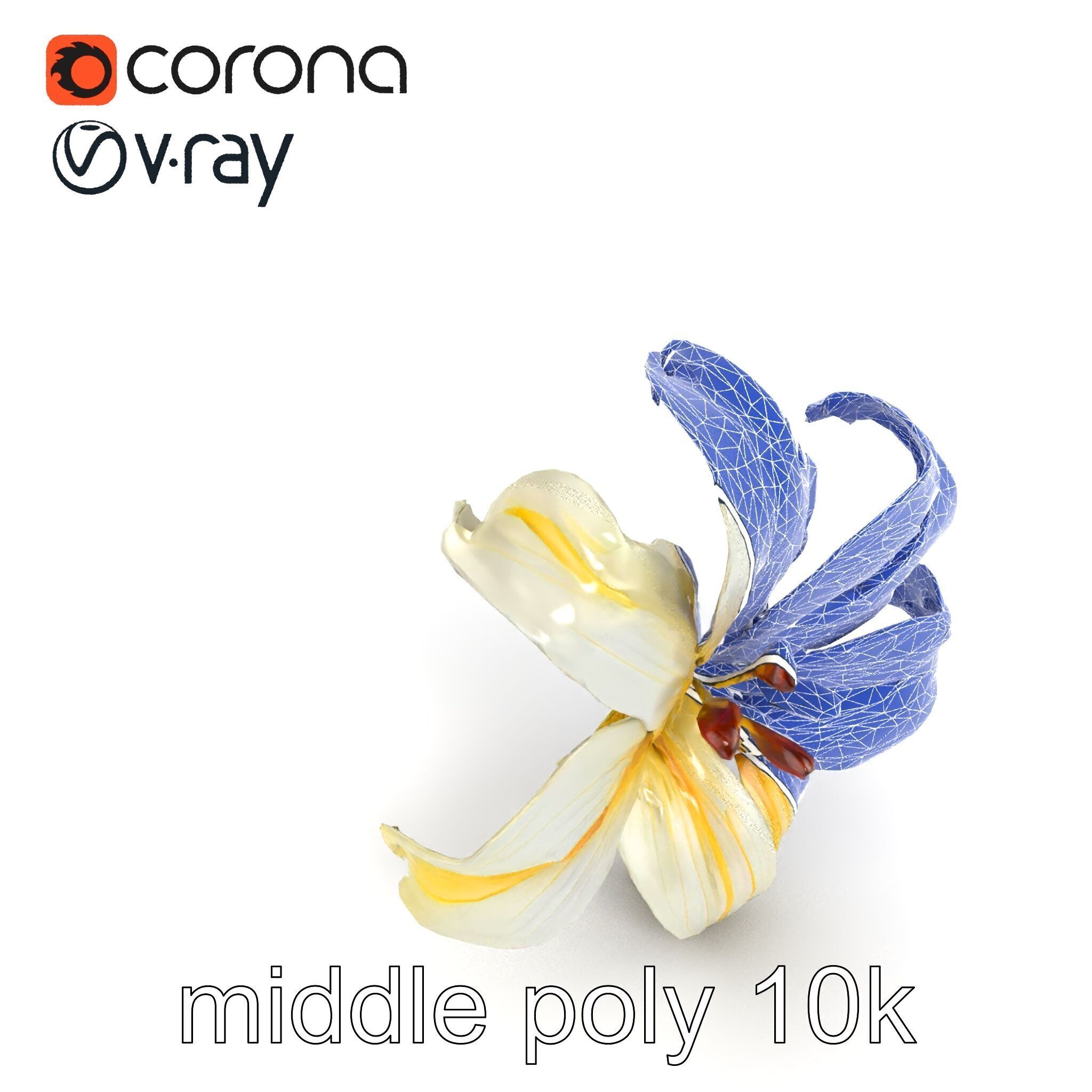 Golden Lily Flower model pack Low-poly 3D model_27