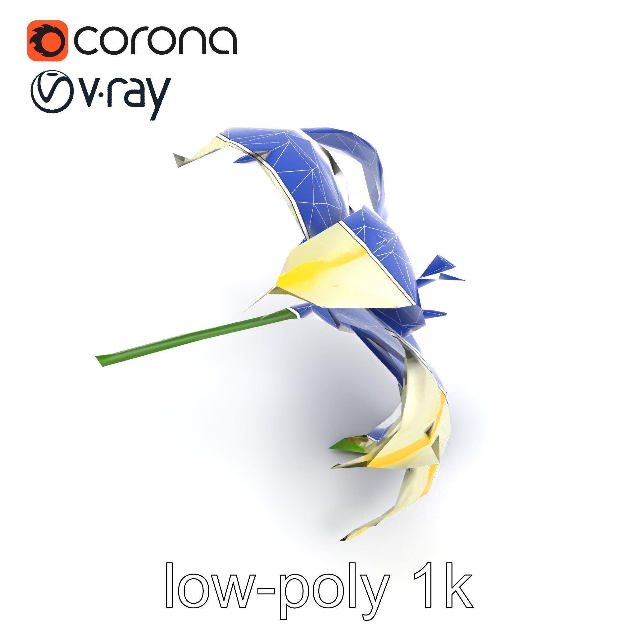 Golden Lily Flower model pack Low-poly 3D model_21