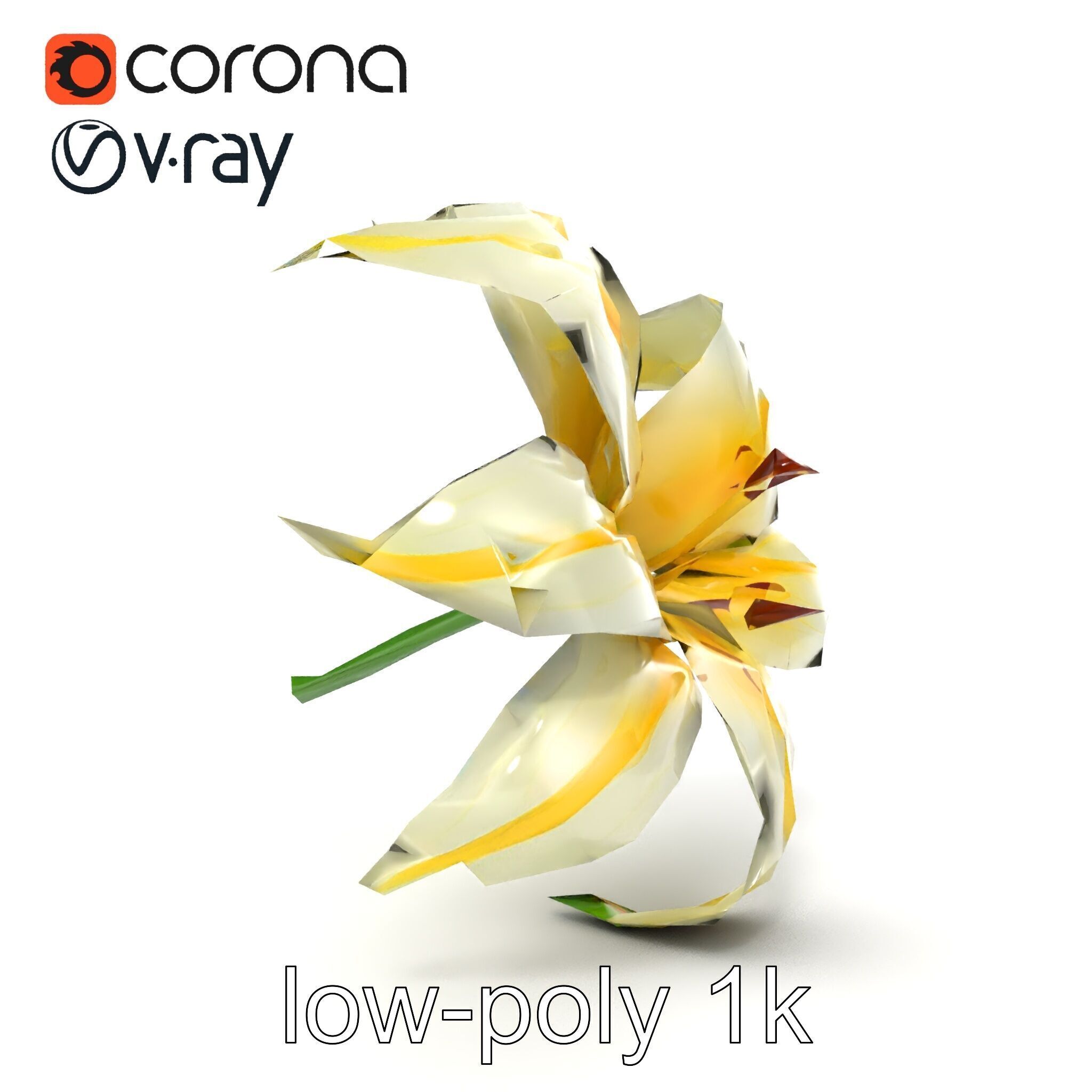 Golden Lily Flower model pack Low-poly 3D model_19