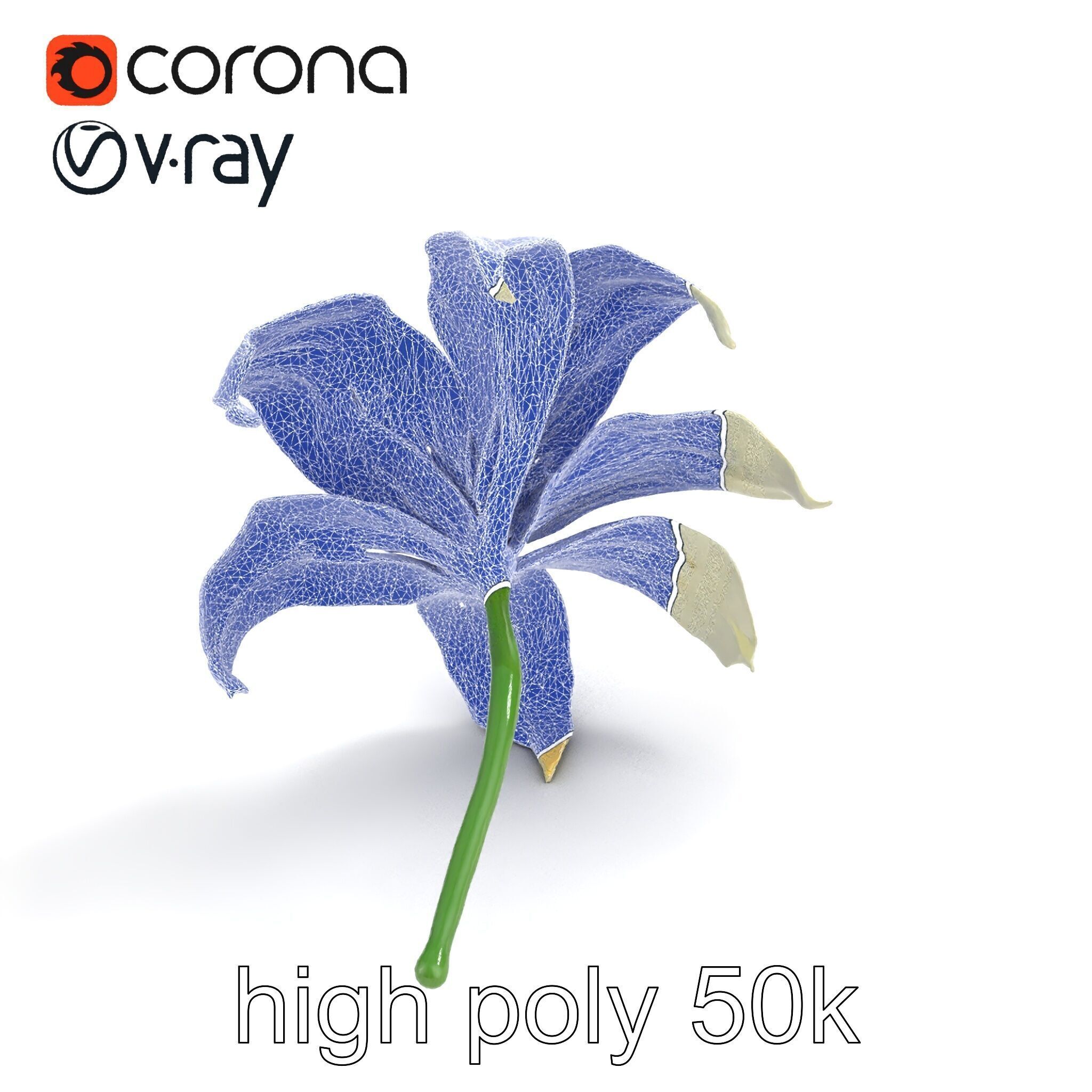 Golden Lily Flower model pack Low-poly 3D model_30