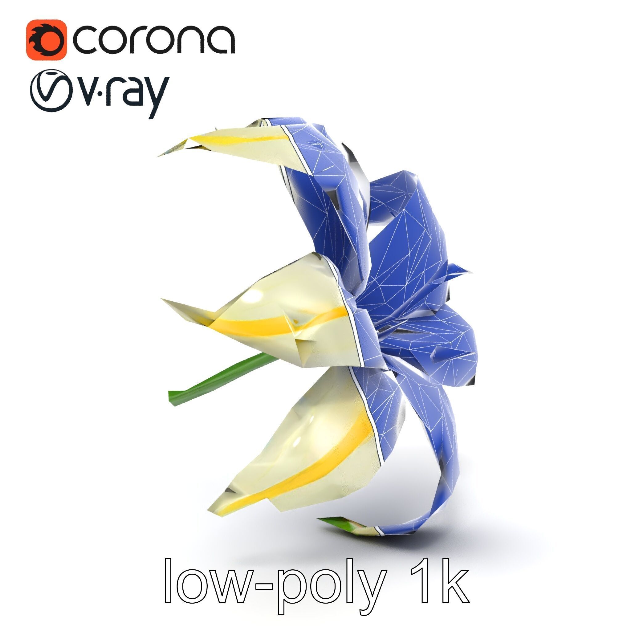 Golden Lily Flower model pack Low-poly 3D model_32