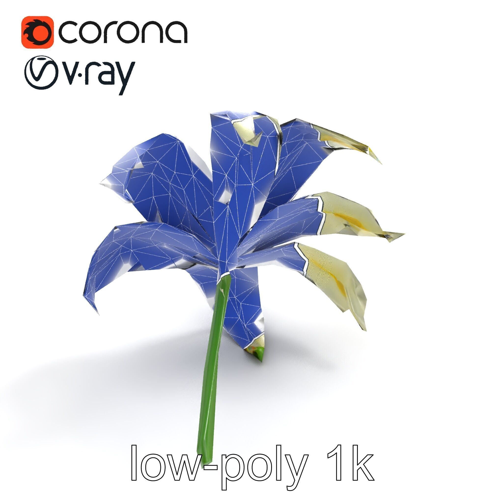 Golden Lily Flower model pack Low-poly 3D model_12
