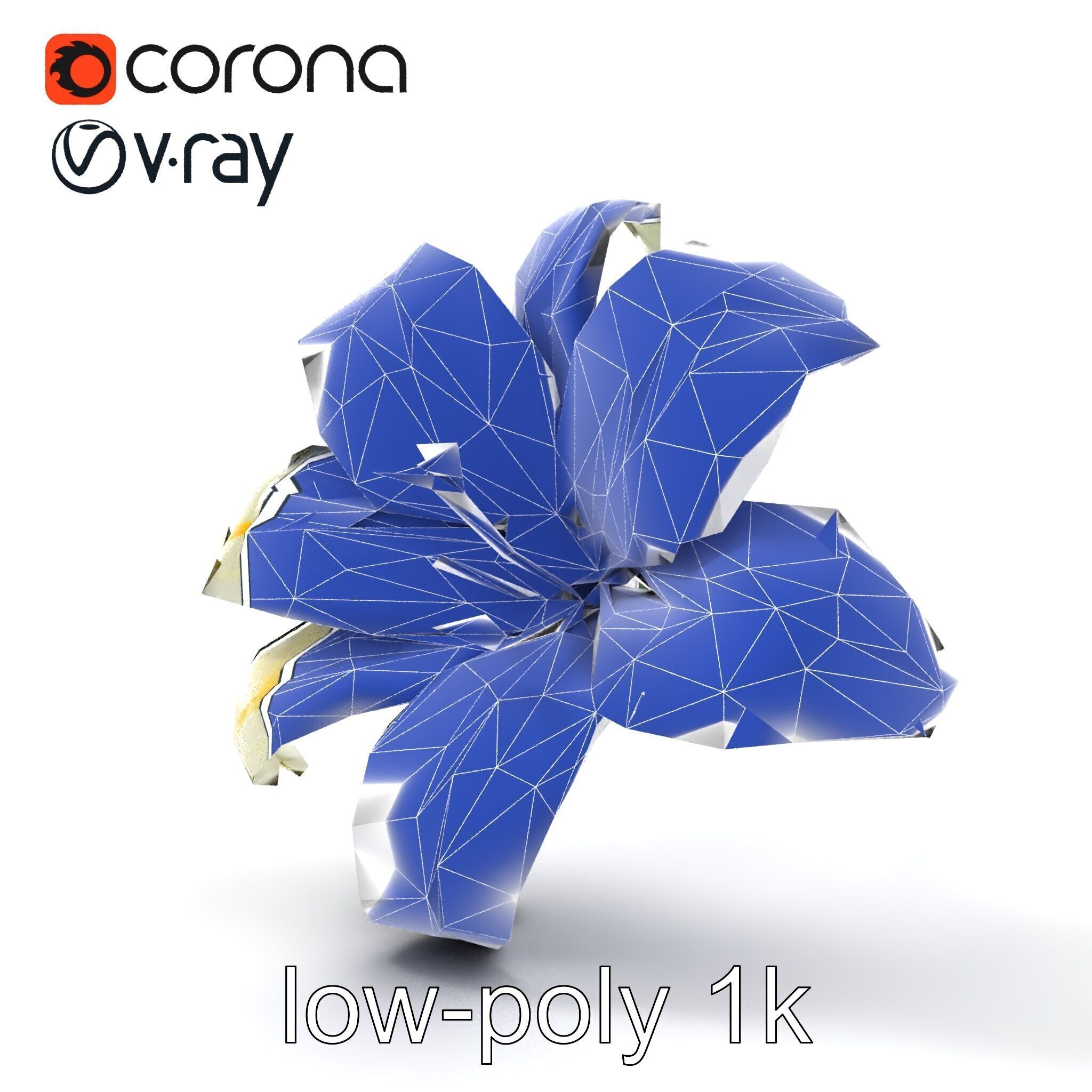 Golden Lily Flower model pack Low-poly 3D model_15