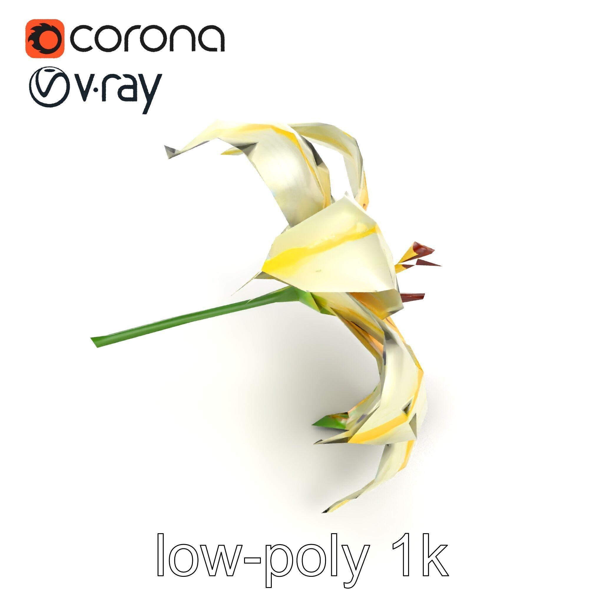 Golden Lily Flower model pack Low-poly 3D model_23