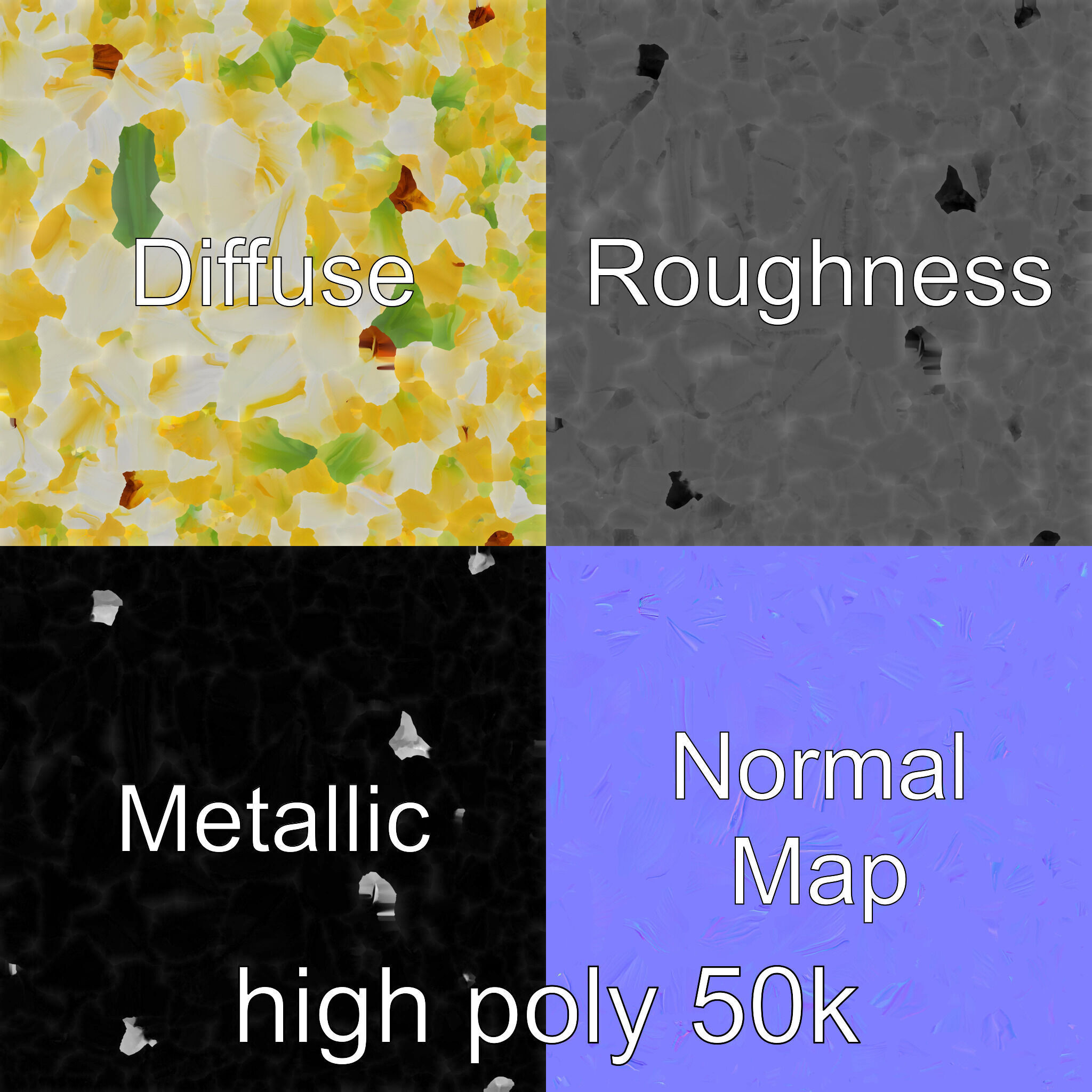 Golden Lily Flower model pack Low-poly 3D model_3