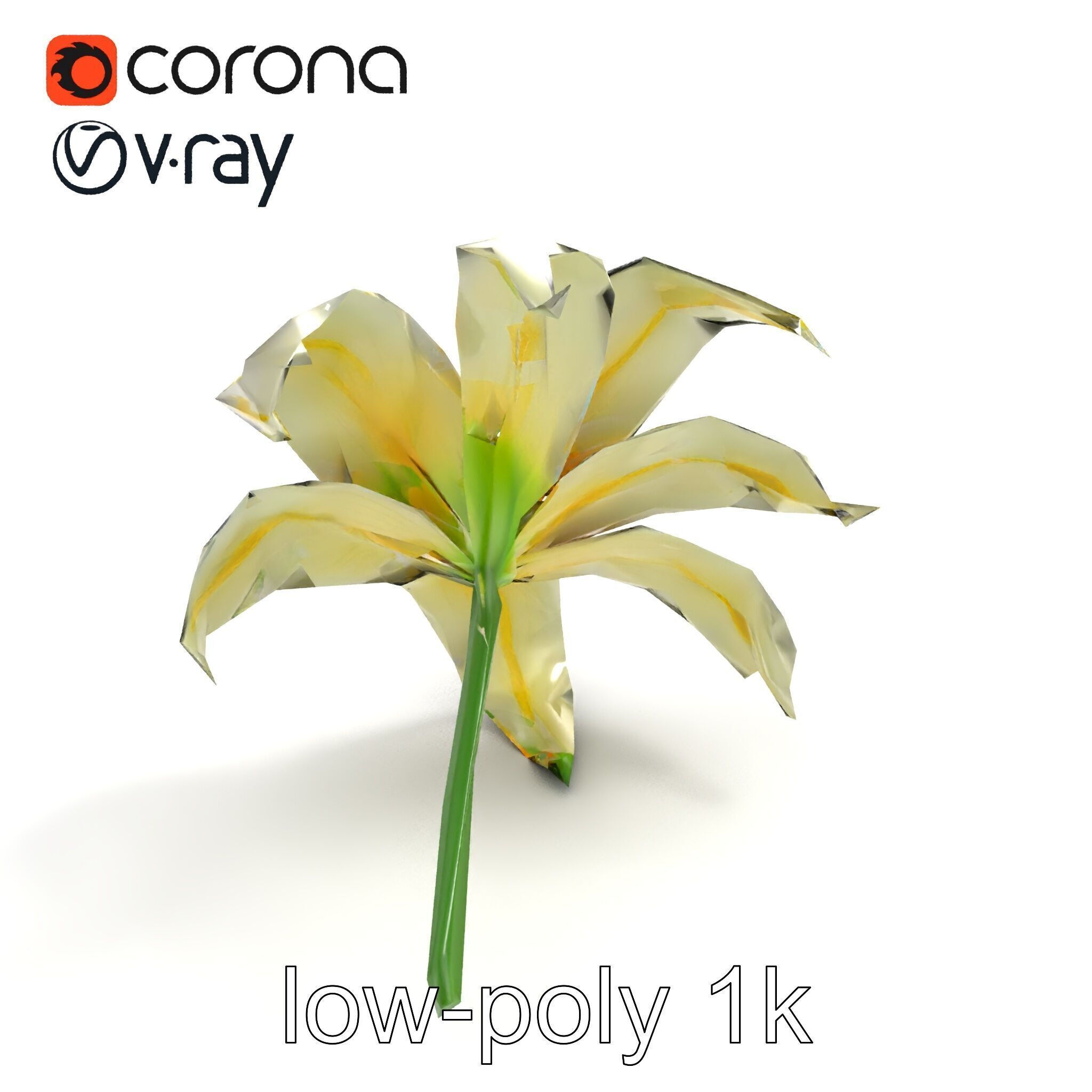 Golden Lily Flower model pack Low-poly 3D model_9