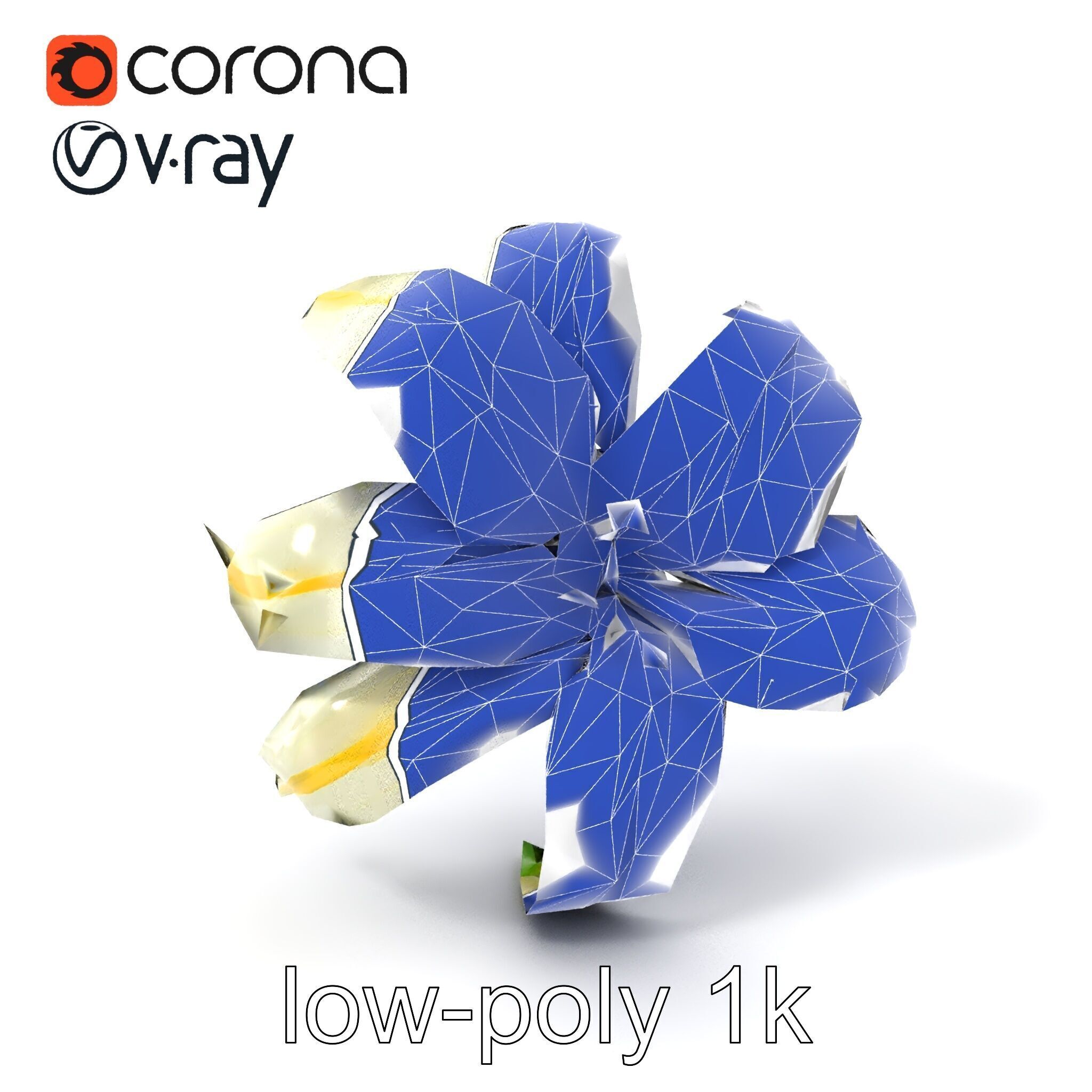 Golden Lily Flower model pack Low-poly 3D model_7