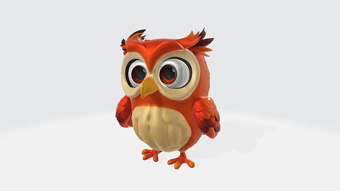 Cute Cartoon Owl High Poly 3D model