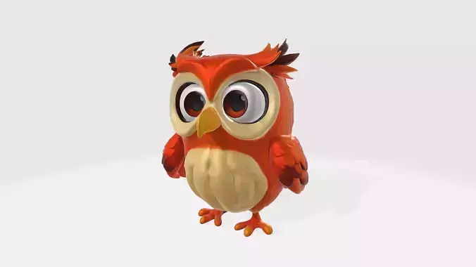 Cute Cartoon Owl High Poly
