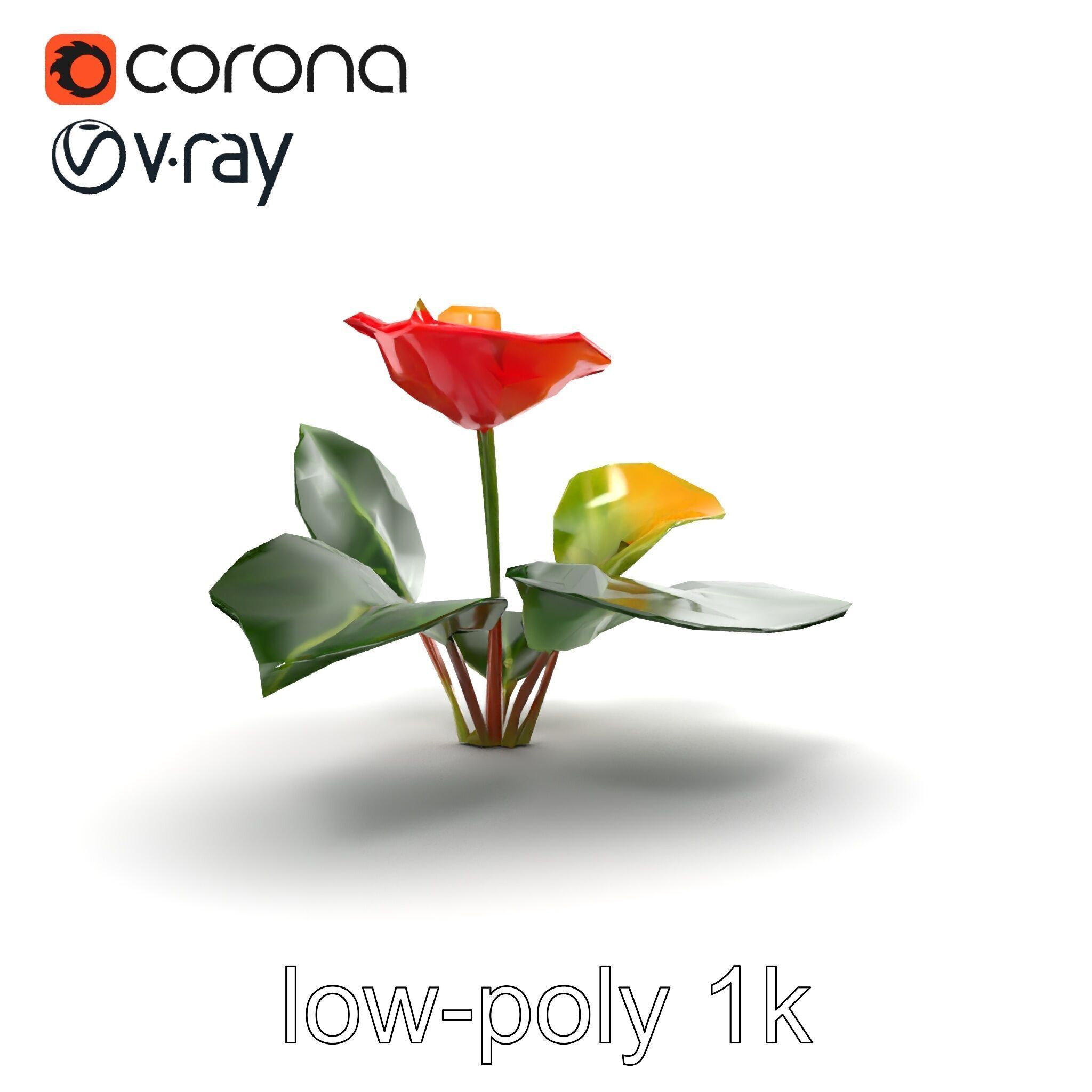 Anthurium Red Glossy Petals model pack Low-poly 3D model_29