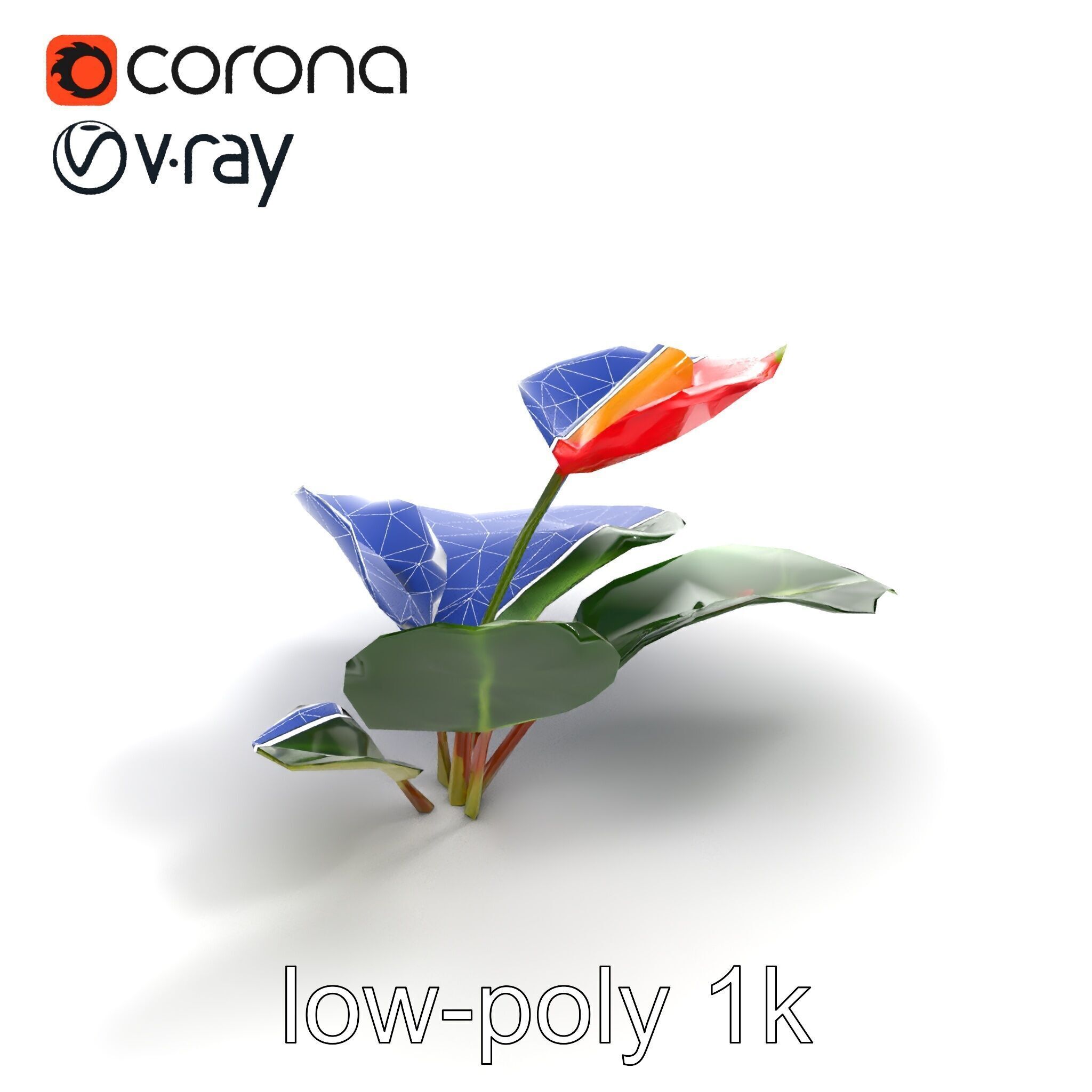 Anthurium Red Glossy Petals model pack Low-poly 3D model_15