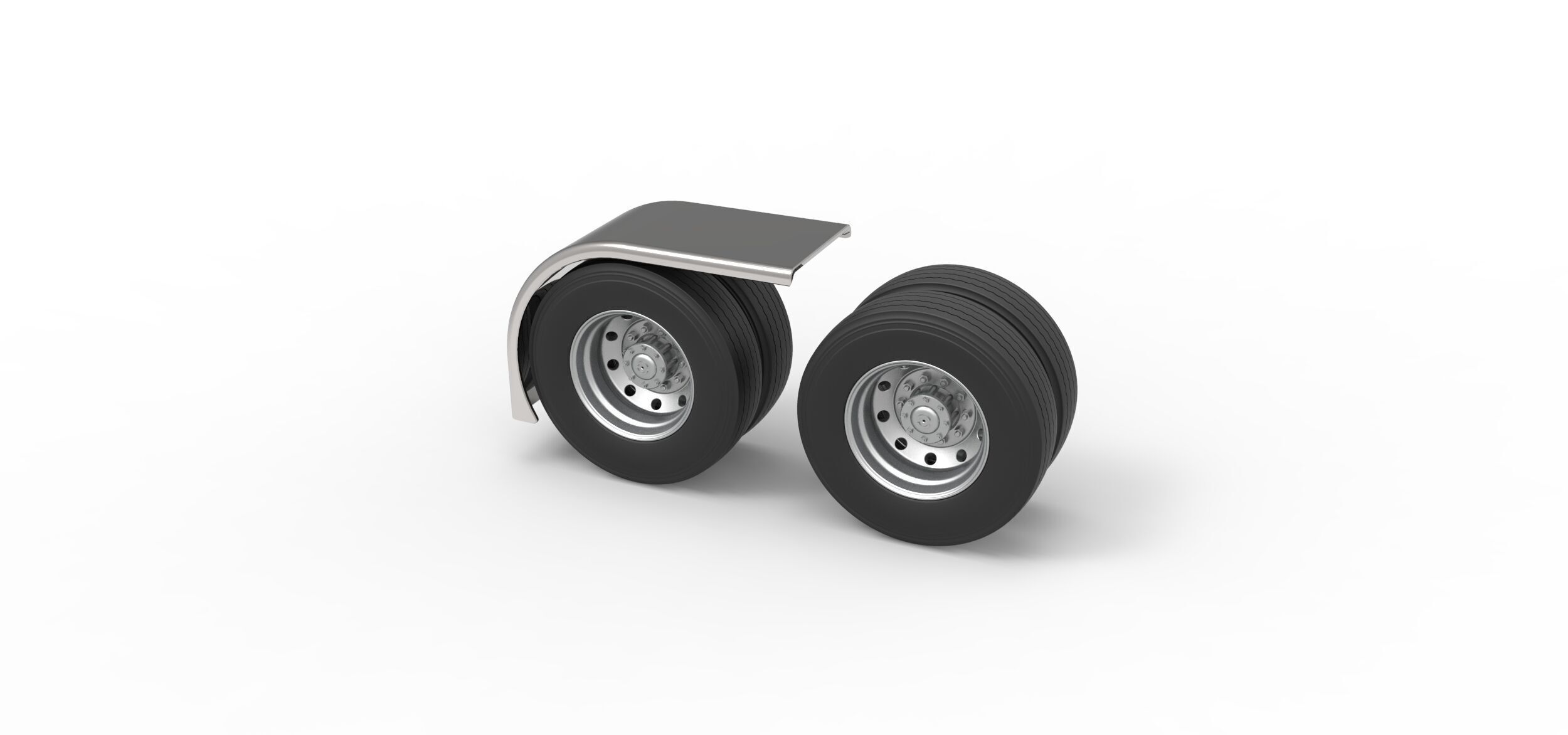 Semi truck Rear fenders Set 3 Scale 1 to 25 3D print model_30