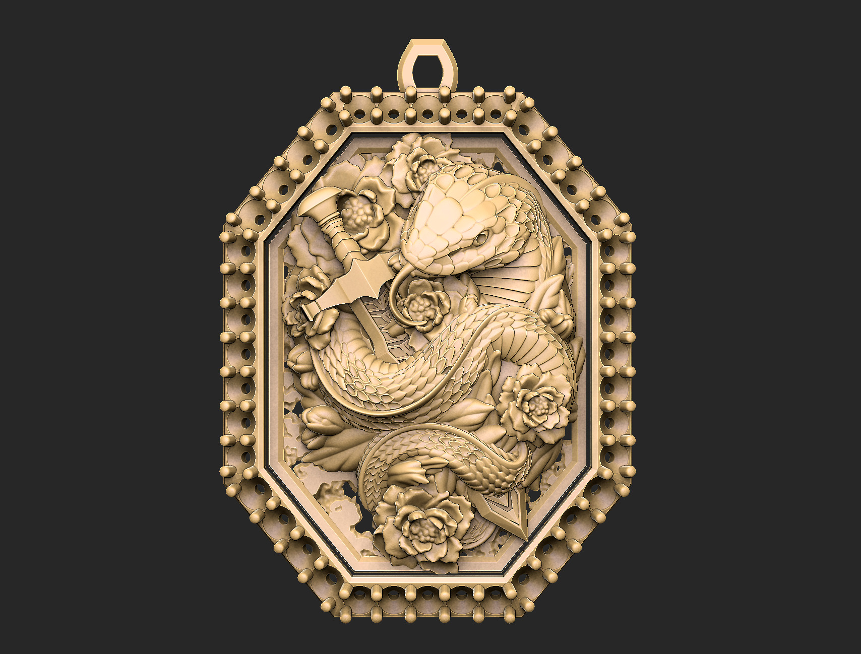 Snake luxury7 or cobra silver venum animal medallion bracelet 3D print model_1