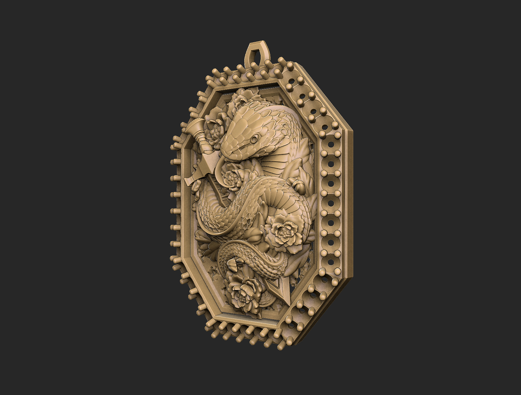 Snake luxury7 or cobra silver venum animal medallion bracelet 3D print model_3