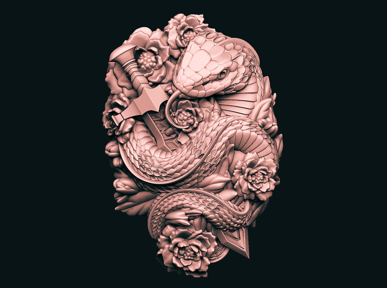 Snake luxury7 or cobra silver venum animal medallion bracelet 3D print model_4