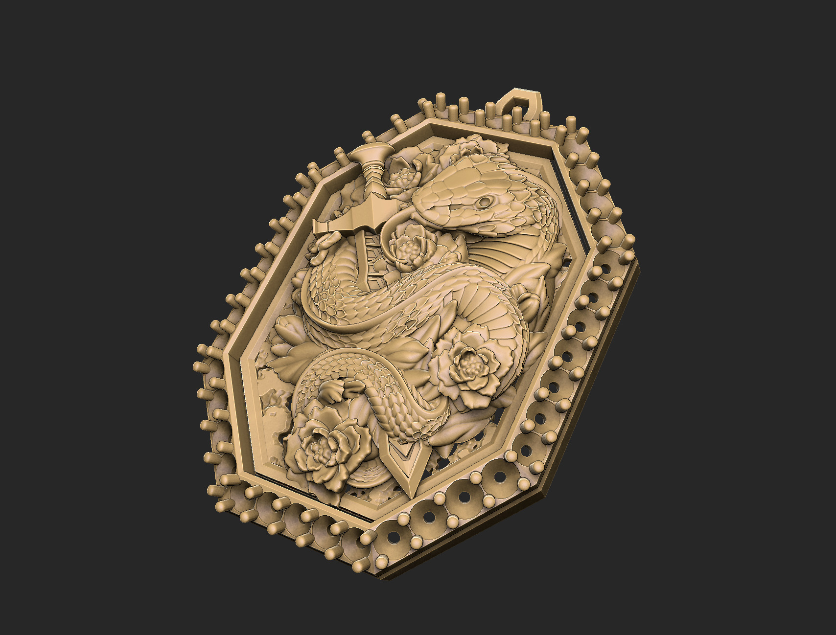 Snake luxury7 or cobra silver venum animal medallion bracelet 3D print model_2