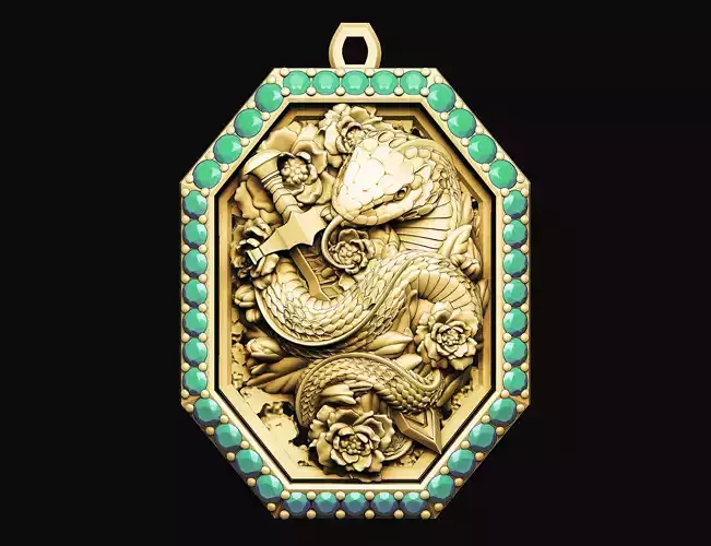 Snake luxury7 or cobra silver venum animal medallion bracelet 3D print model