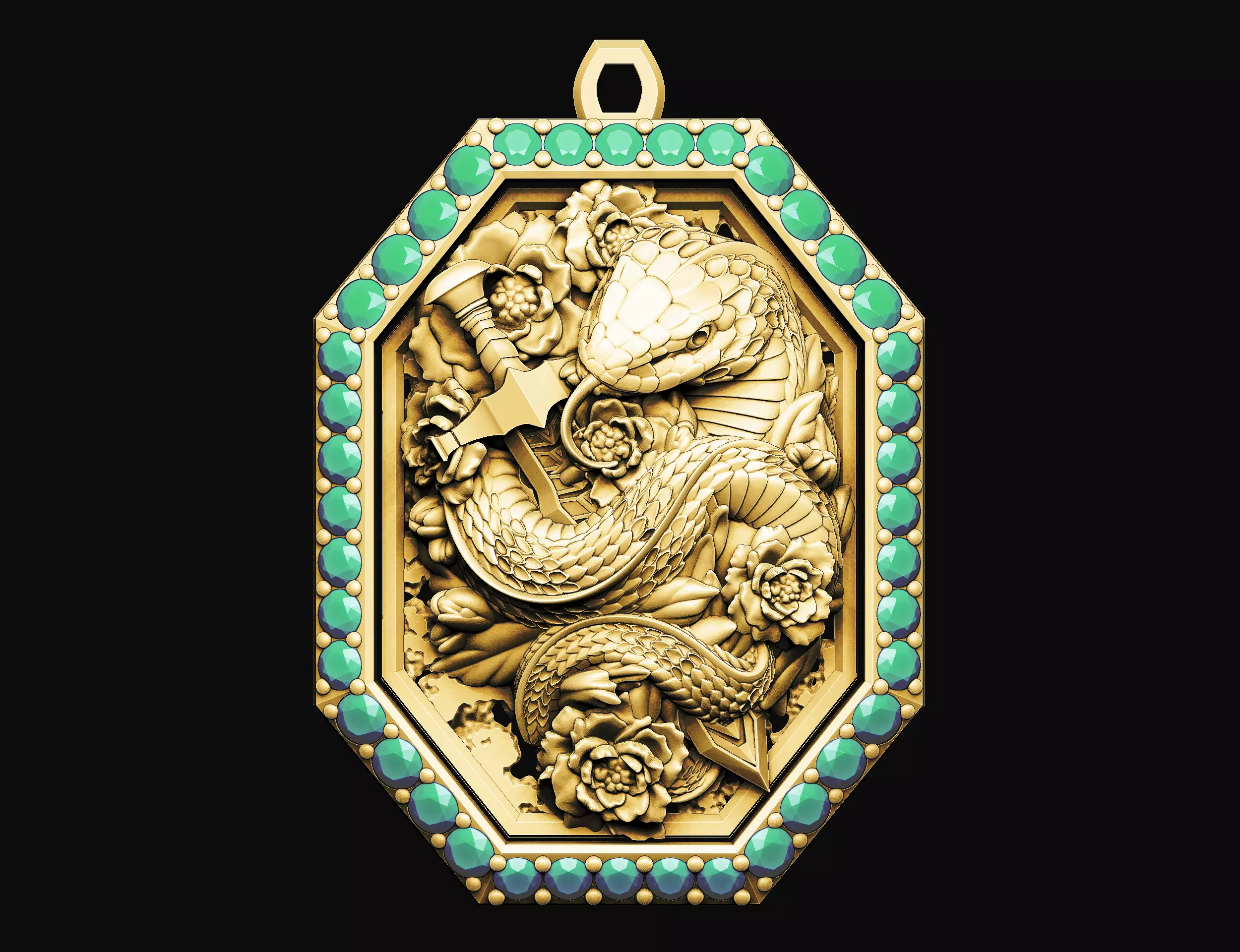 Snake luxury7 or cobra silver venum animal medallion bracelet 3D print model_0