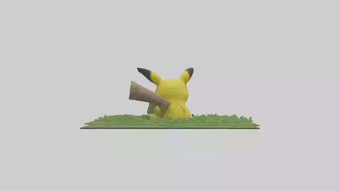 Pika collecting grass model Low-poly 3D model