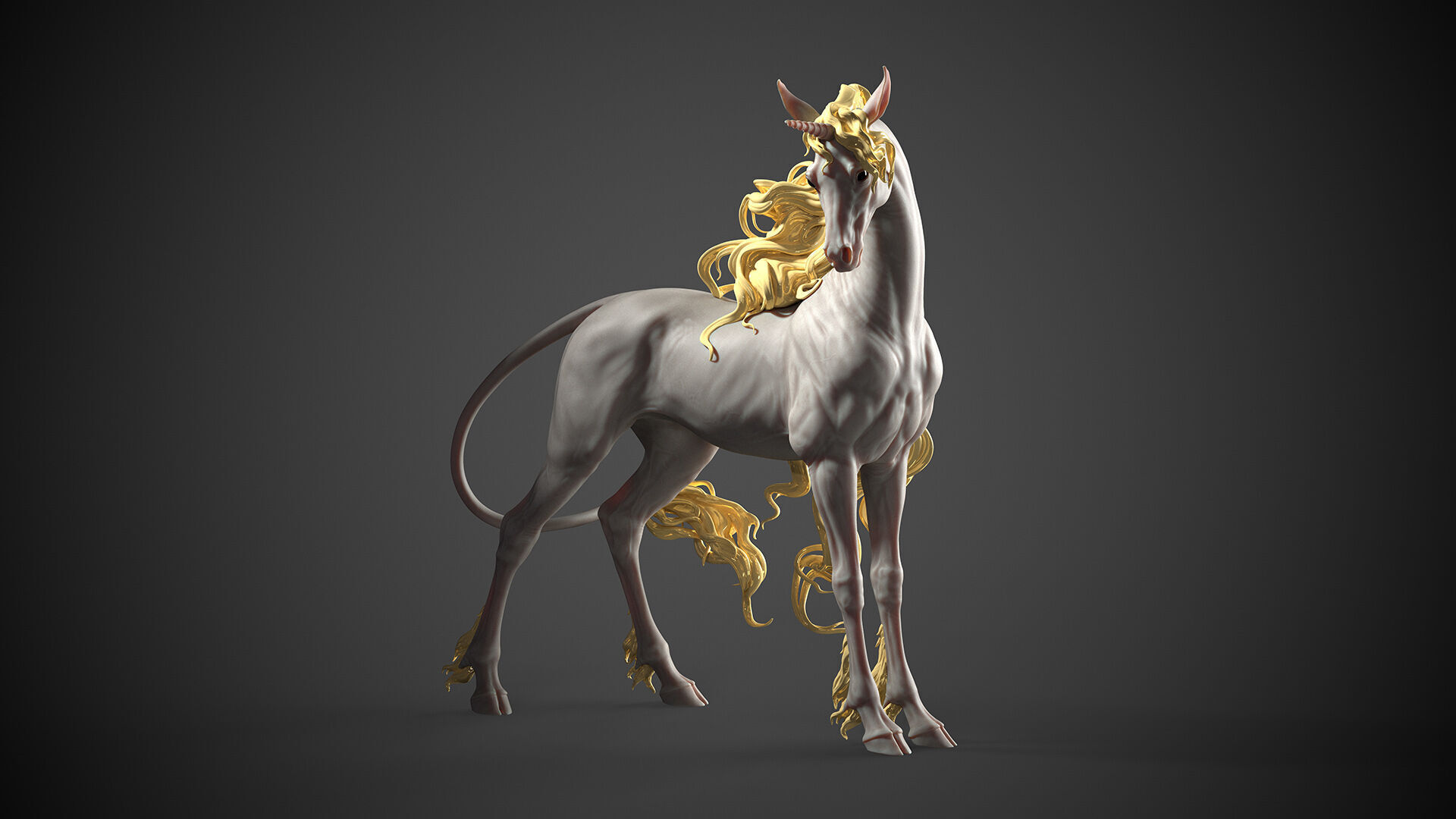 Unicorn horse  -  3D Sculpting 3D print model_4