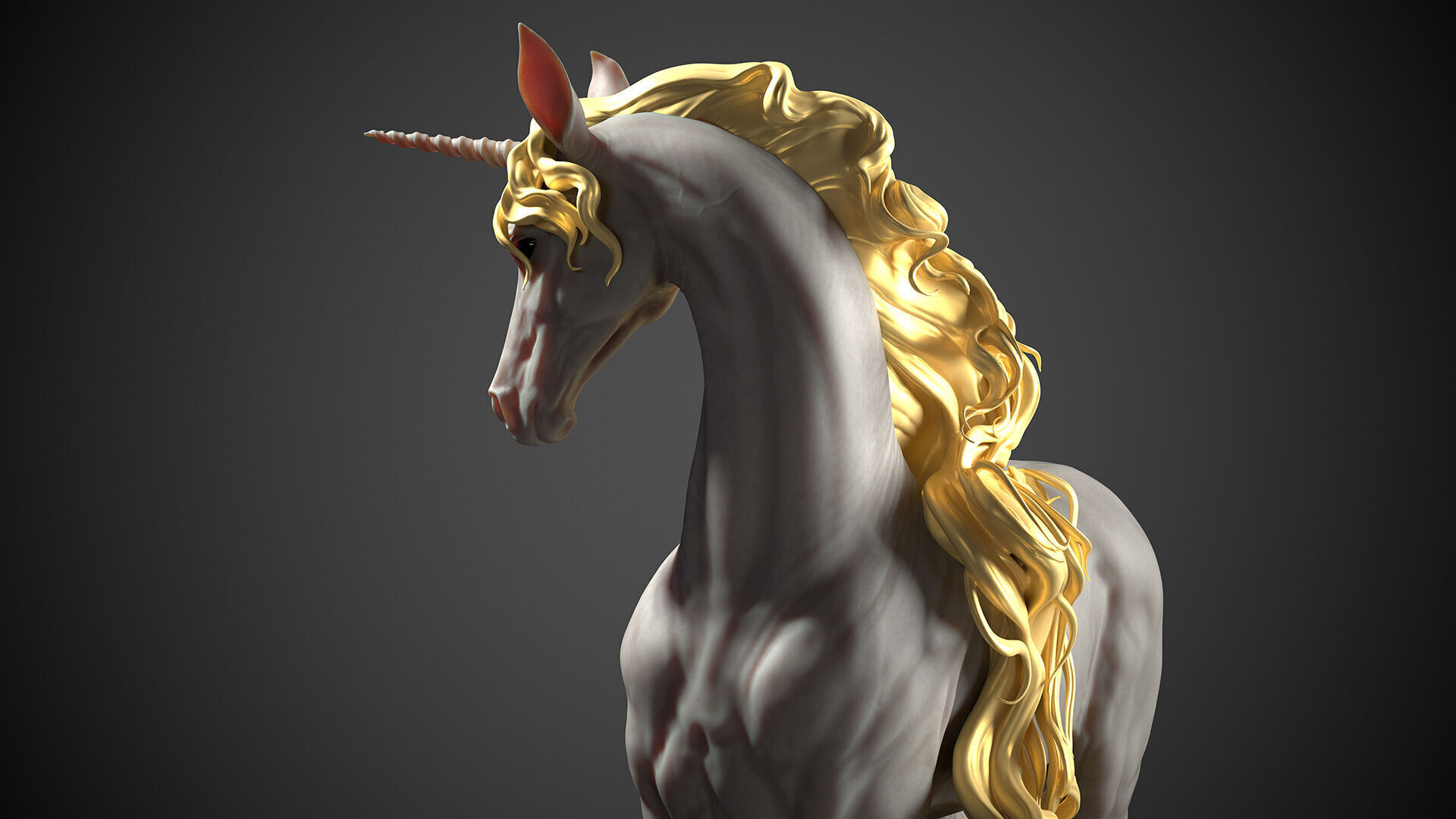 Unicorn horse  -  3D Sculpting 3D print model_6
