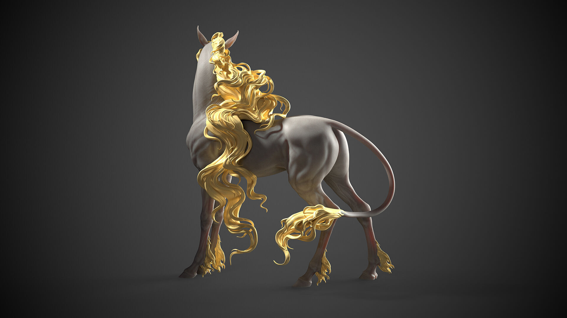 Unicorn horse  -  3D Sculpting 3D print model_5