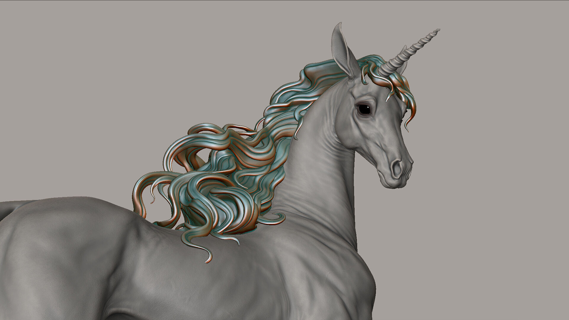 Unicorn horse  -  3D Sculpting 3D print model_16