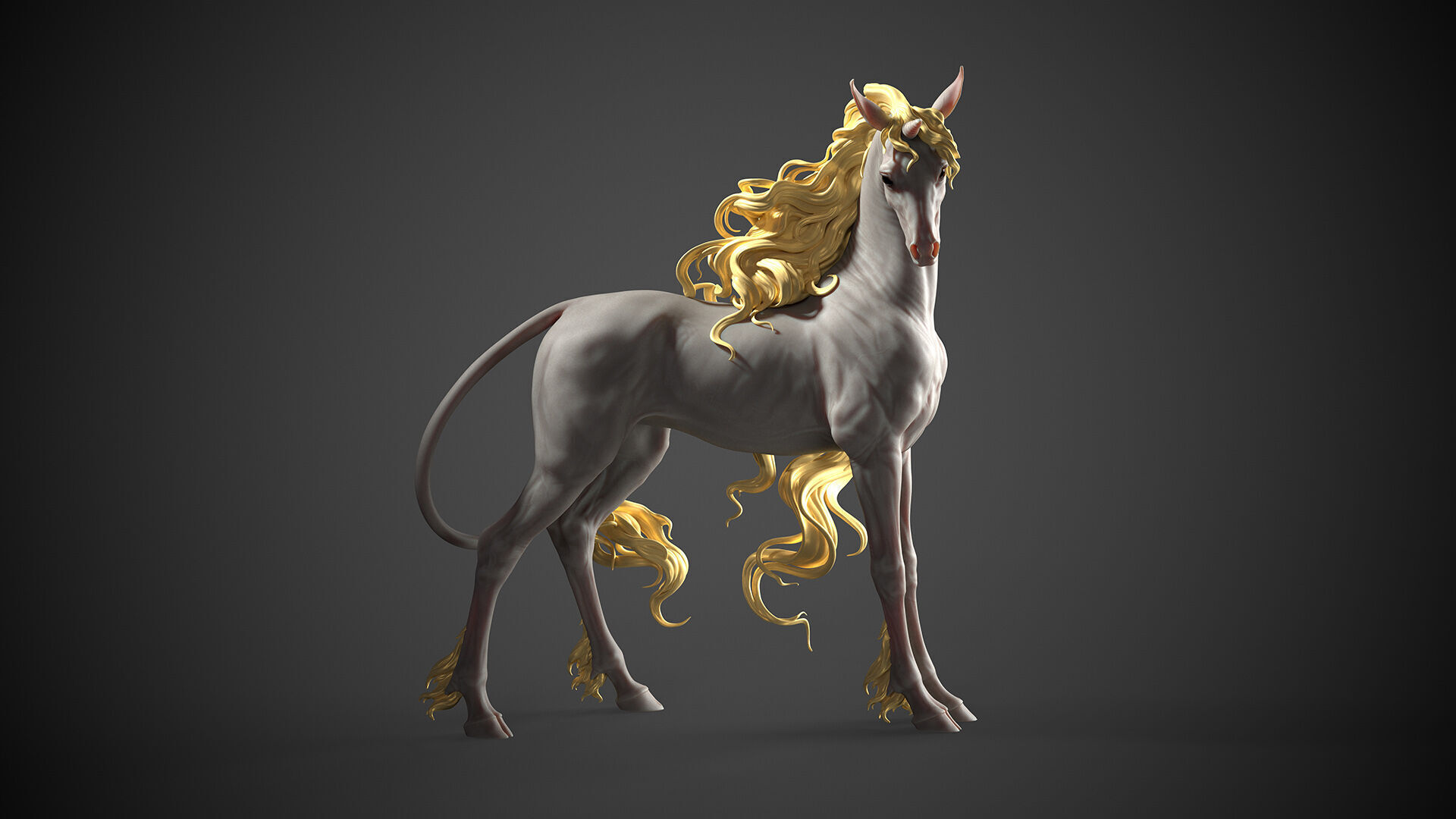 Unicorn horse  -  3D Sculpting 3D print model_7
