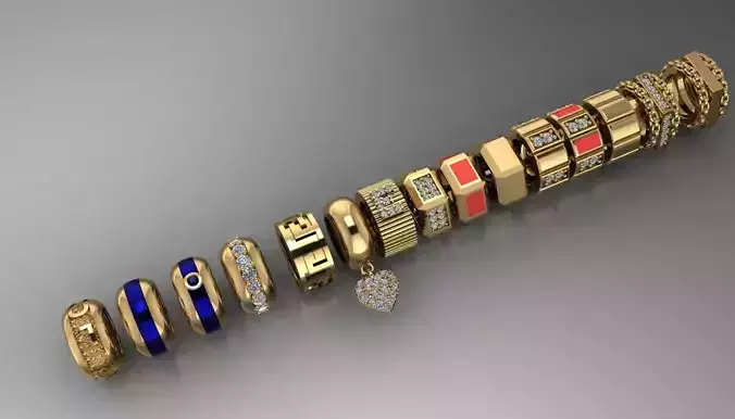 Charm Necklace Pendant 3D Model Collection