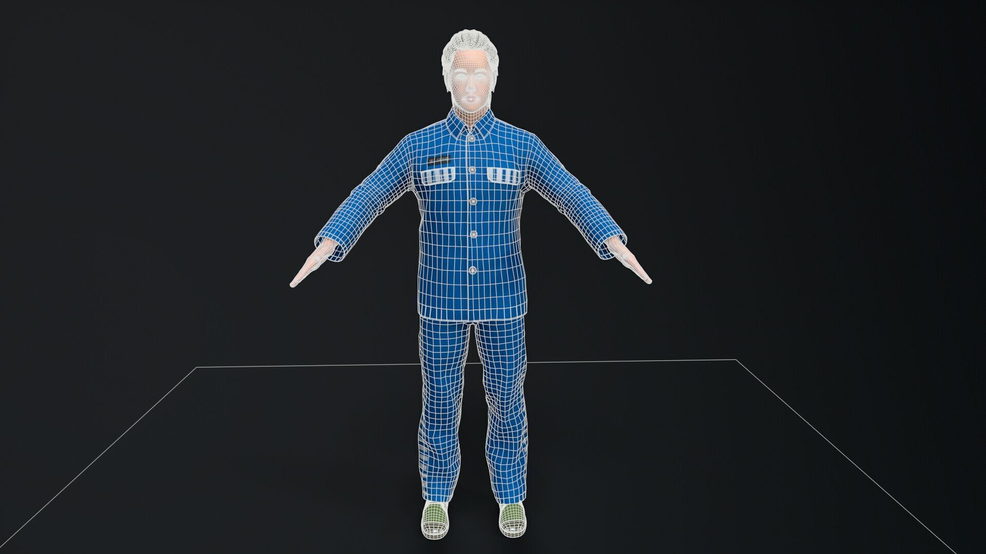 Female prisoners character Low-poly 3D model_7