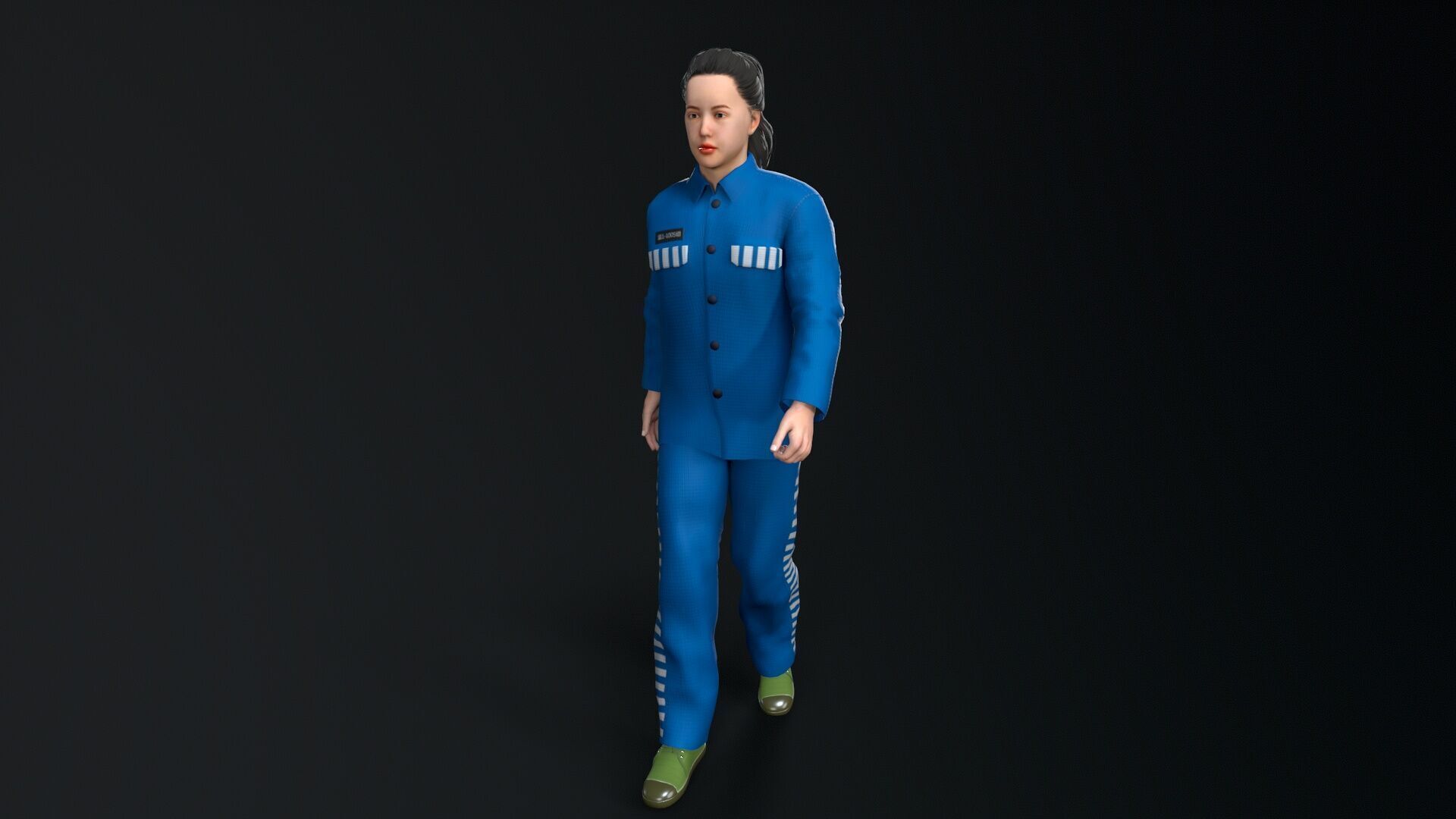 Female prisoners character Low-poly 3D model_6