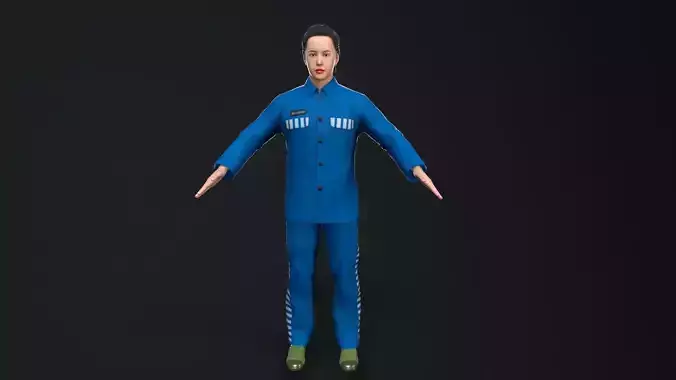 Female prisoners character Low-poly 3D model