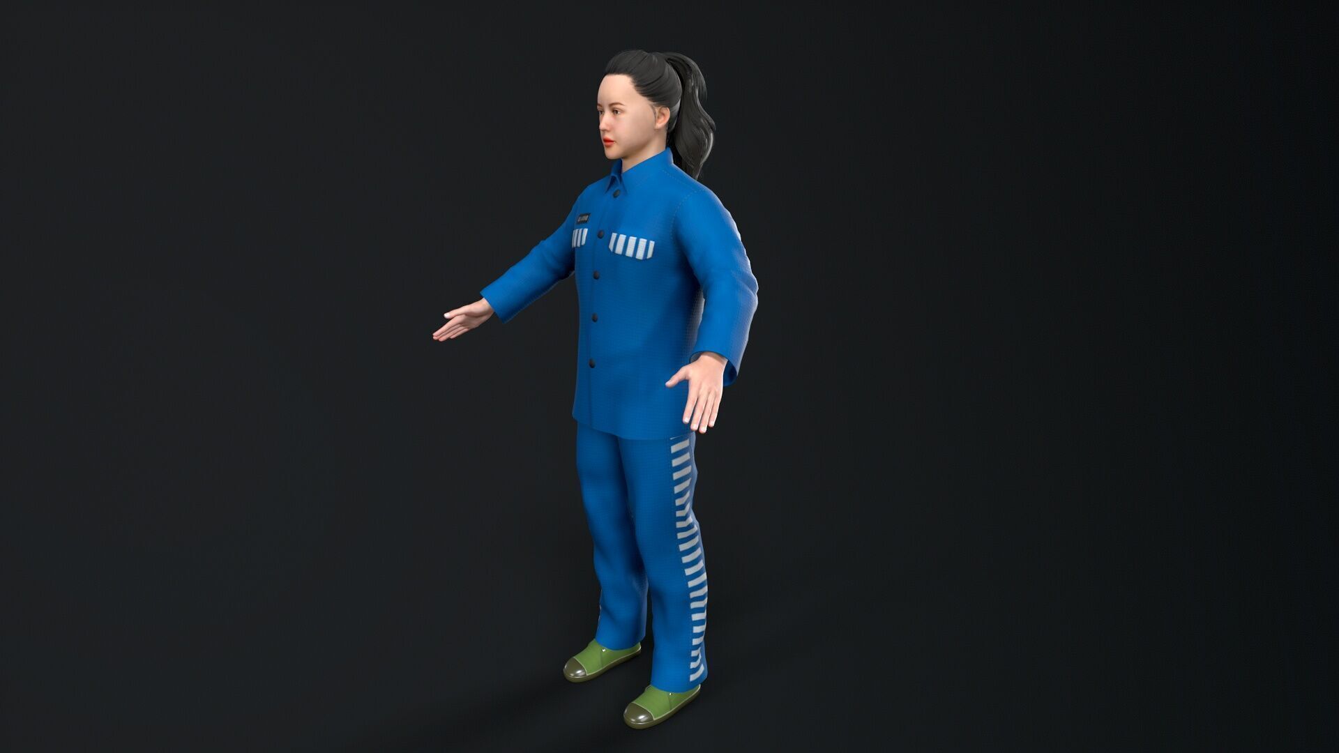 Female prisoners character Low-poly 3D model_1