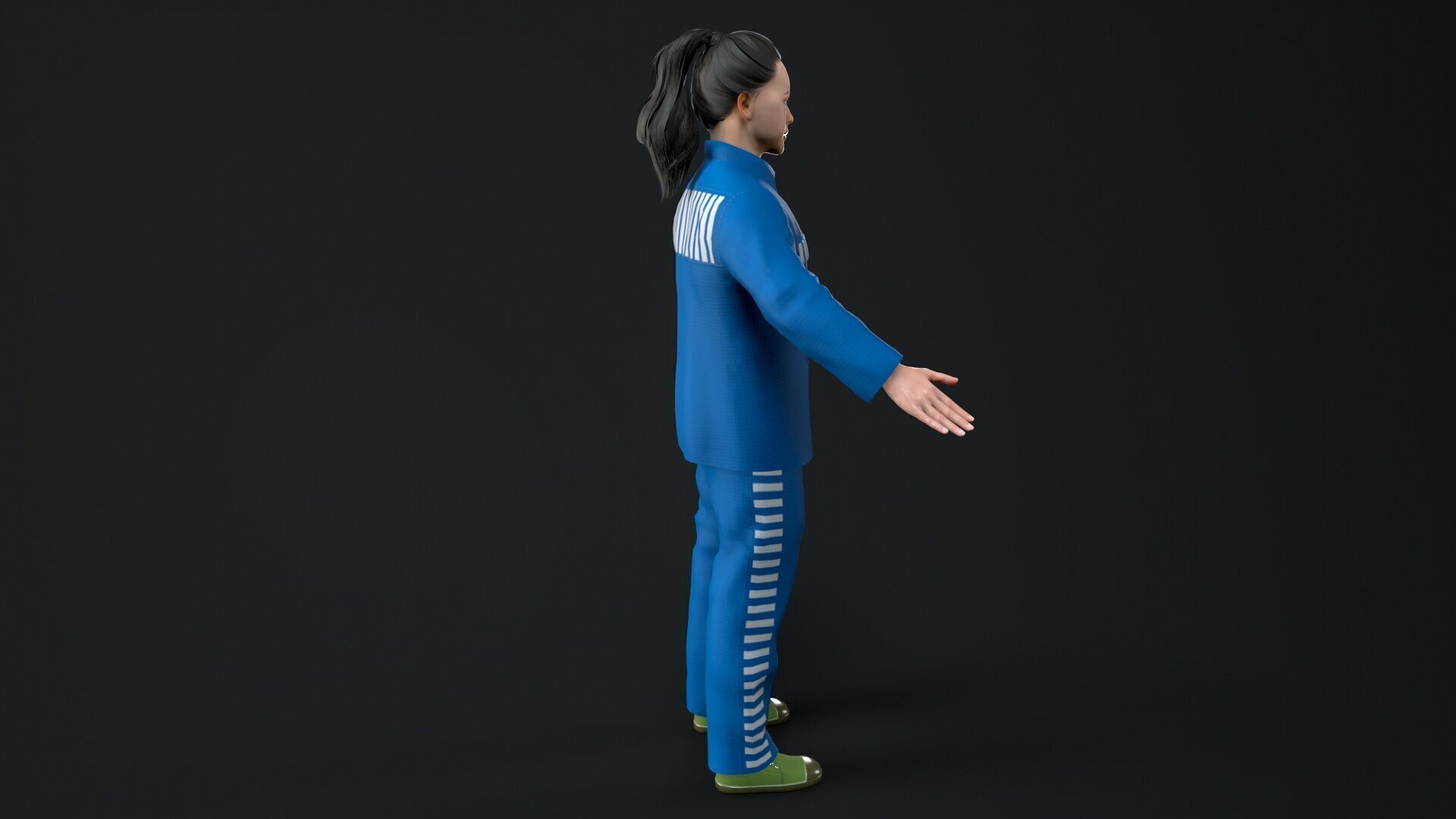 Female prisoners character Low-poly 3D model_4