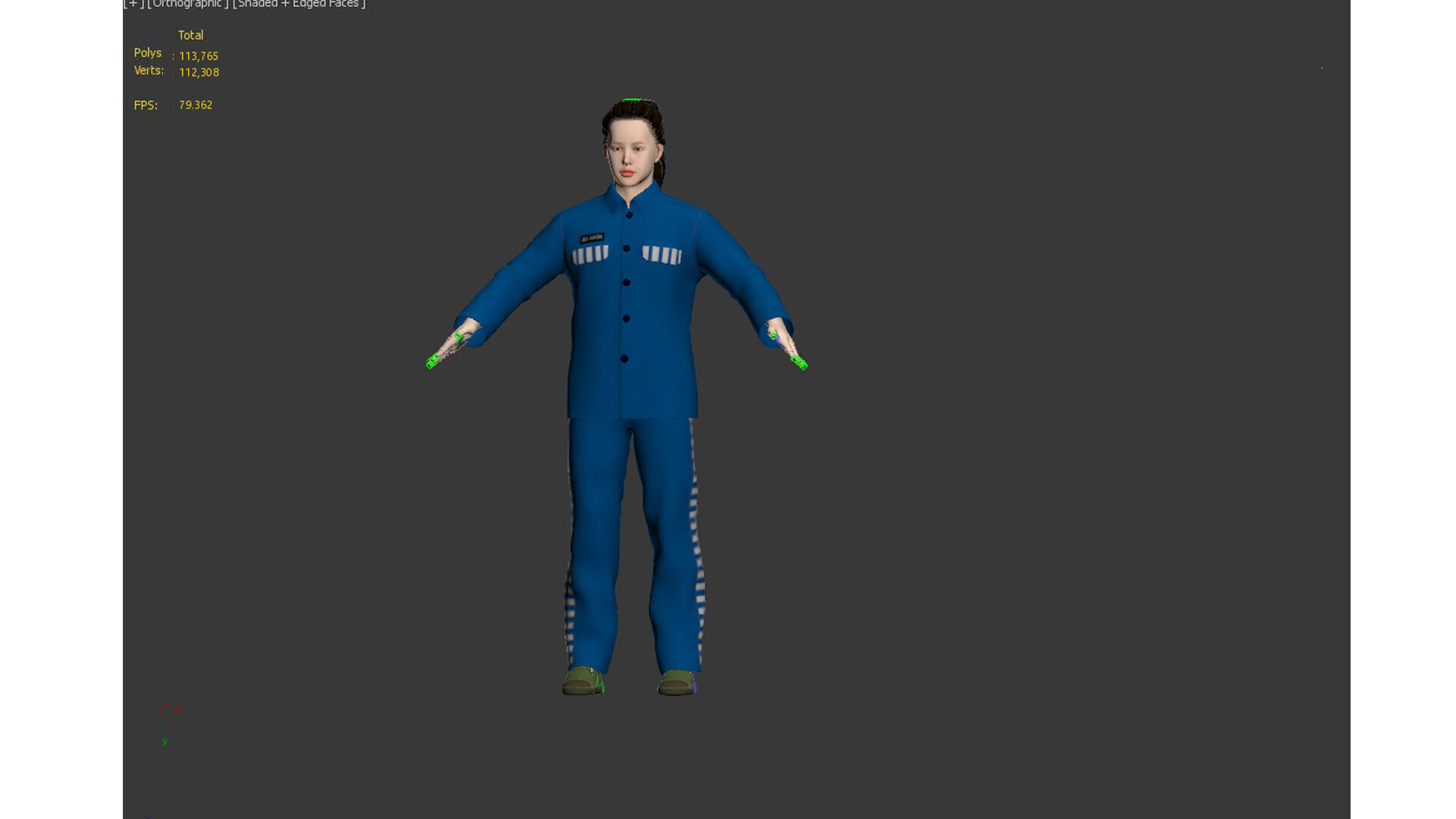 Female prisoners character Low-poly 3D model_11