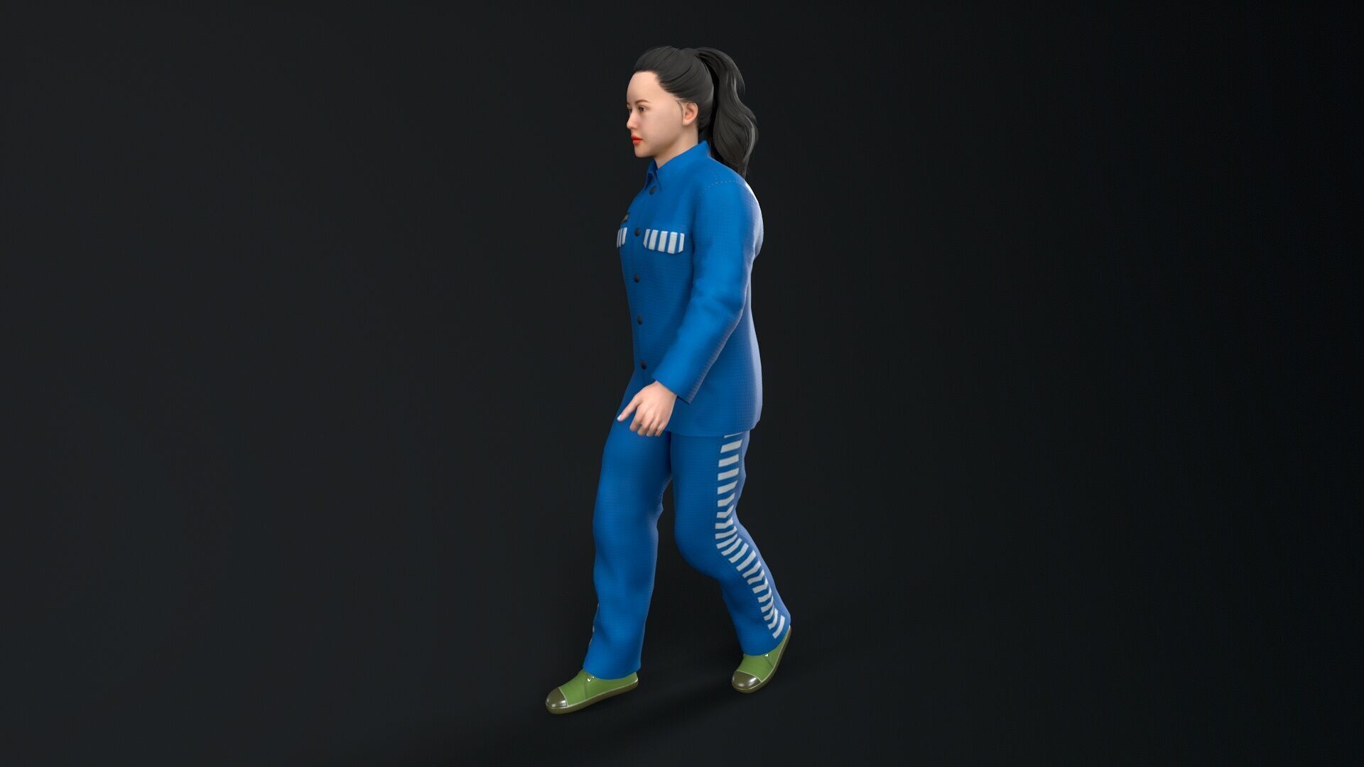 Female prisoners character Low-poly 3D model_5