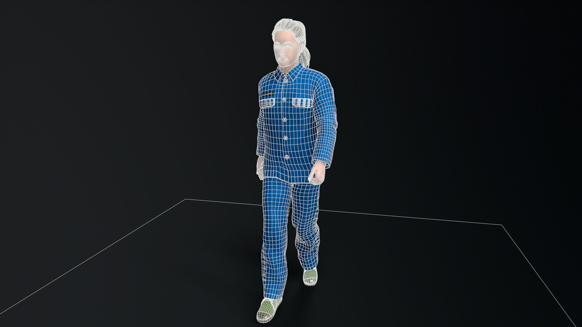 Female prisoners character Low-poly 3D model_9