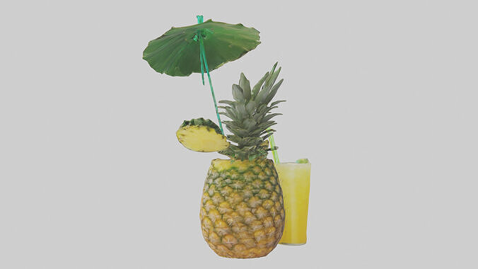 Pineapple Drink model Low-poly 3D model 2