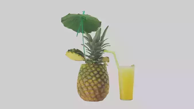 Pineapple Drink model Low-poly 3D model