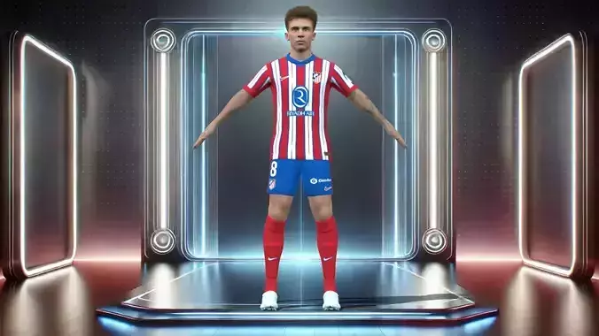 3D Rigged Pablo Barrios Atletico Madrid 2025 Low-poly 3D model
