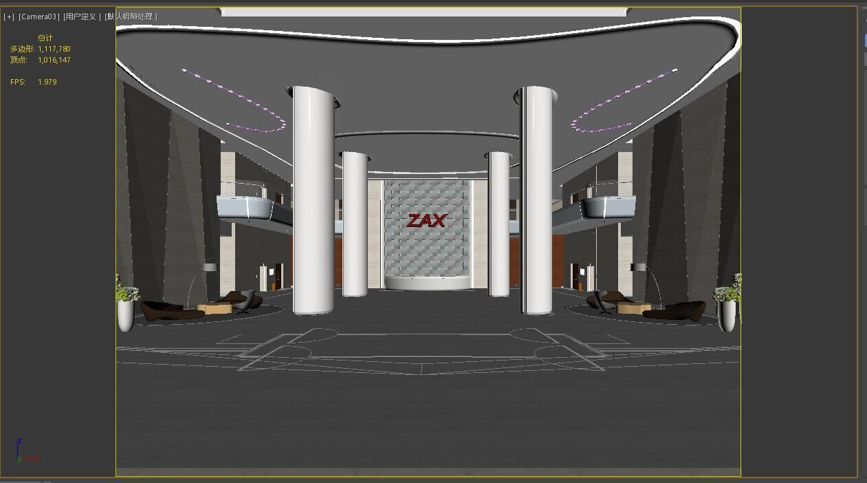 Hotel lobby 3D model_1