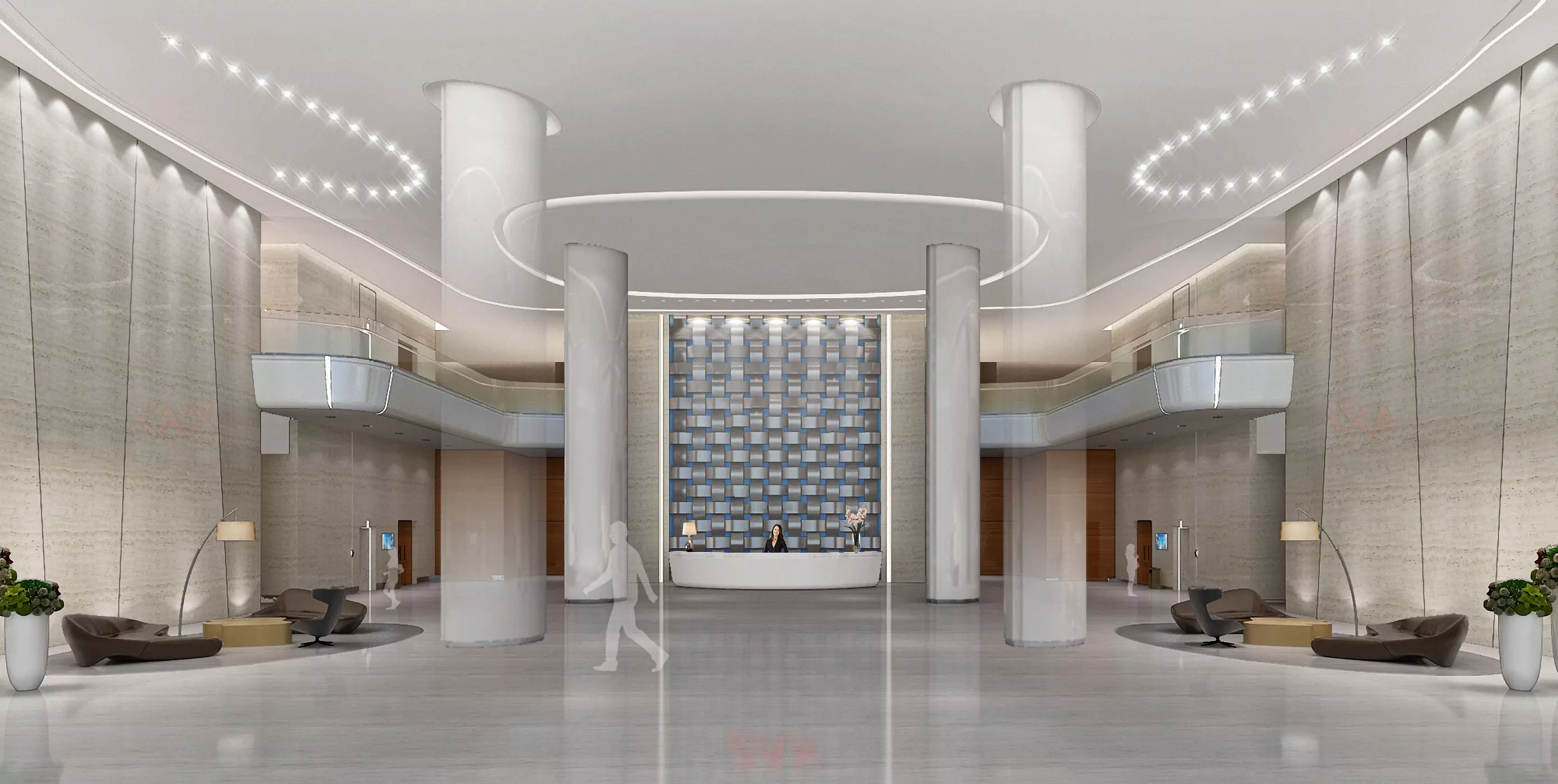 Hotel lobby 3D model_0