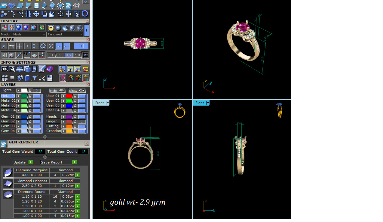 Women Ring Render 3dm STL OBJ FBX Details 3D print model_19