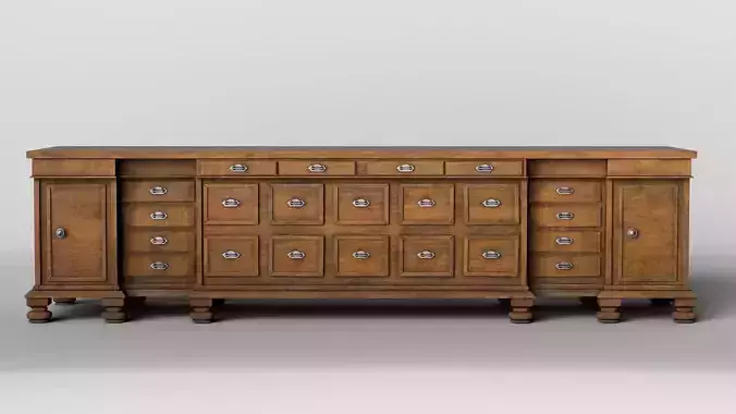 VIntage Wooden Cabinet Island 3D Model
