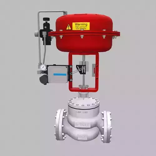 Pneumatic Globe Control Valve Low Poly Low-poly 3D model
